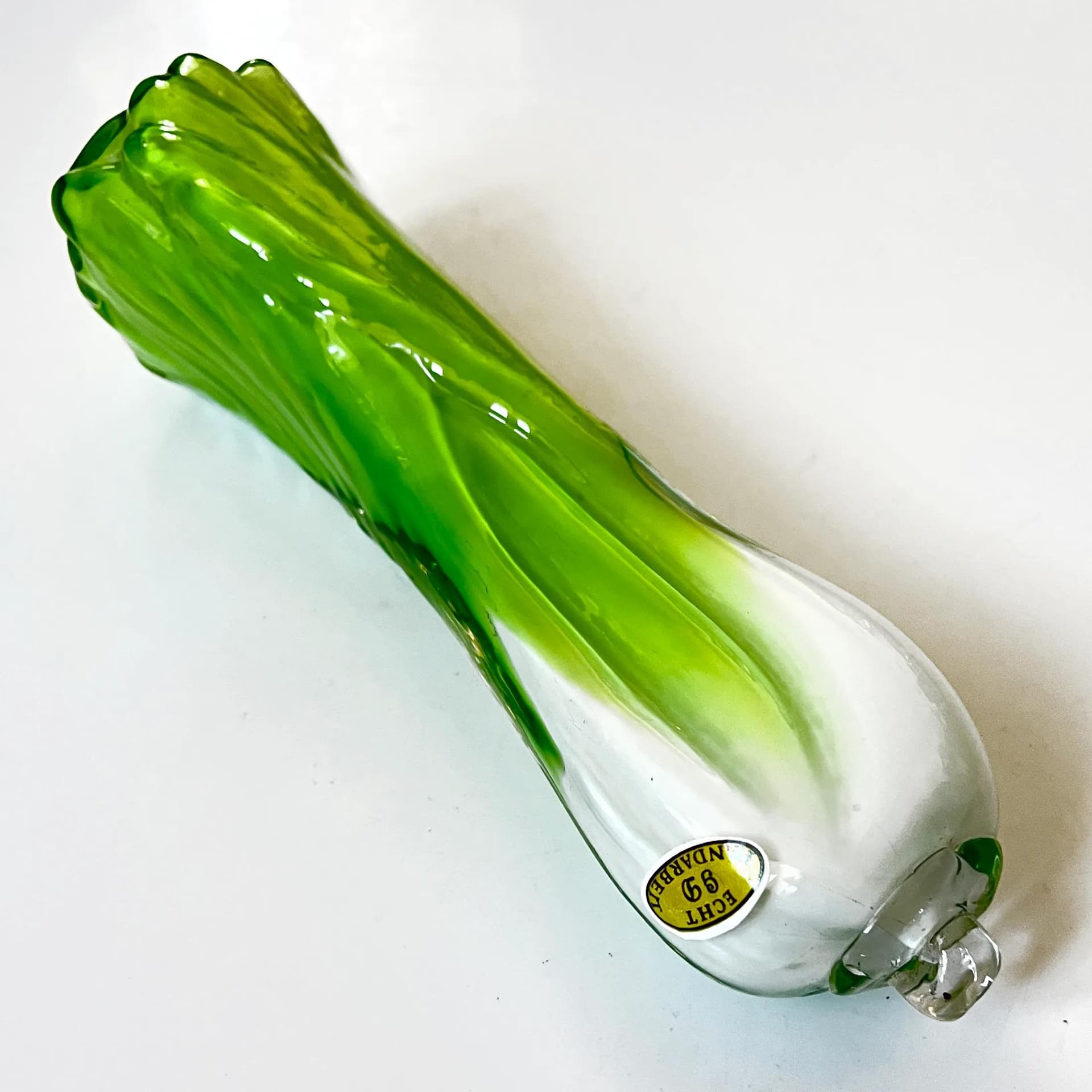 Decorative sculpture leek, green glass, Germany, 1970s - 126680