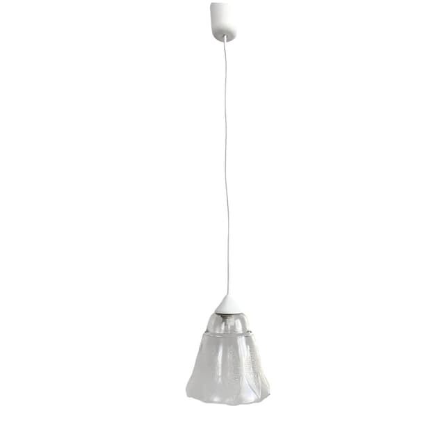 Pendant lamp Flower, white glass, Germany, 1970s. - DIMENSION