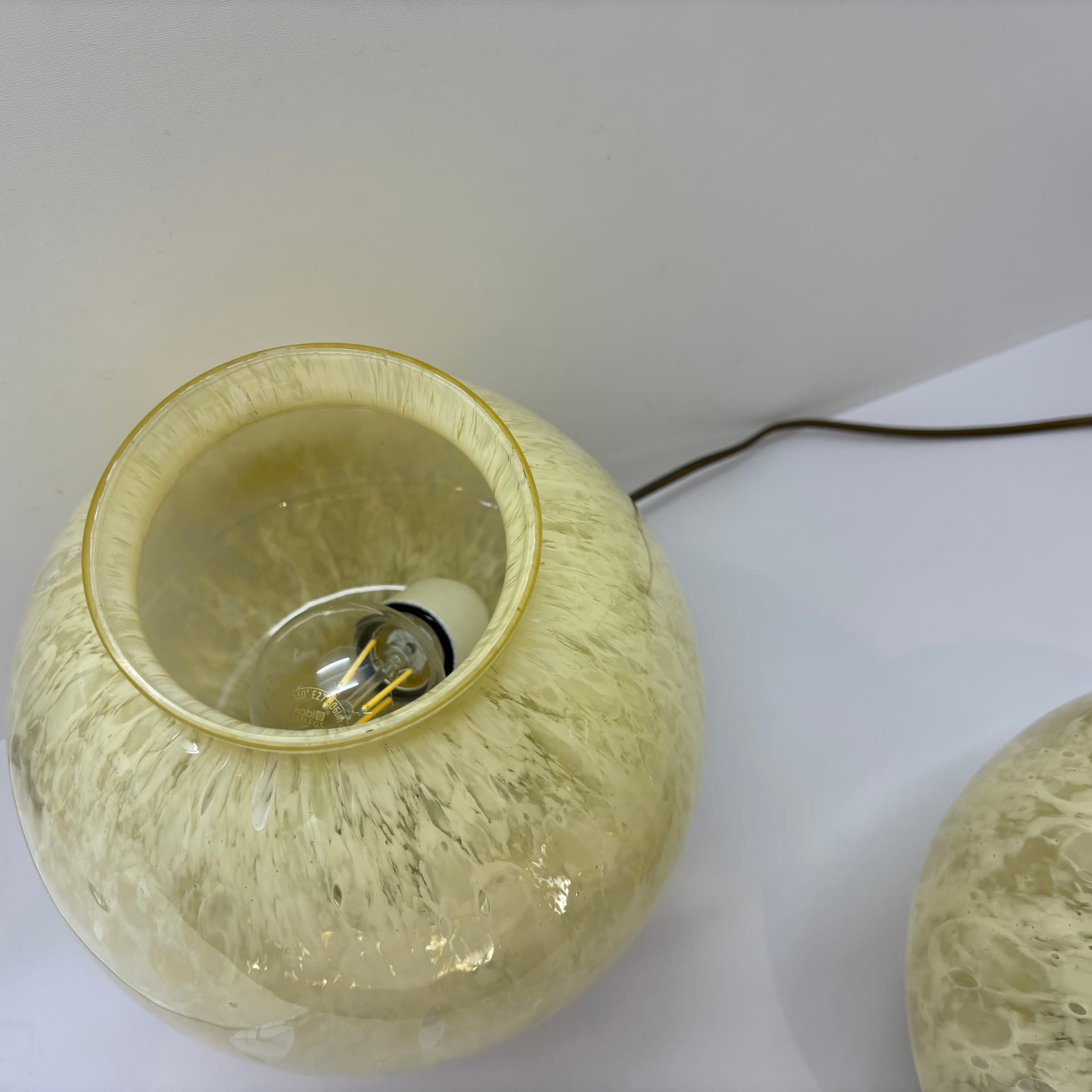 Para lamp nocnych Mushroom, szkło Murano żółty, Włochy, lata 70. - 129818