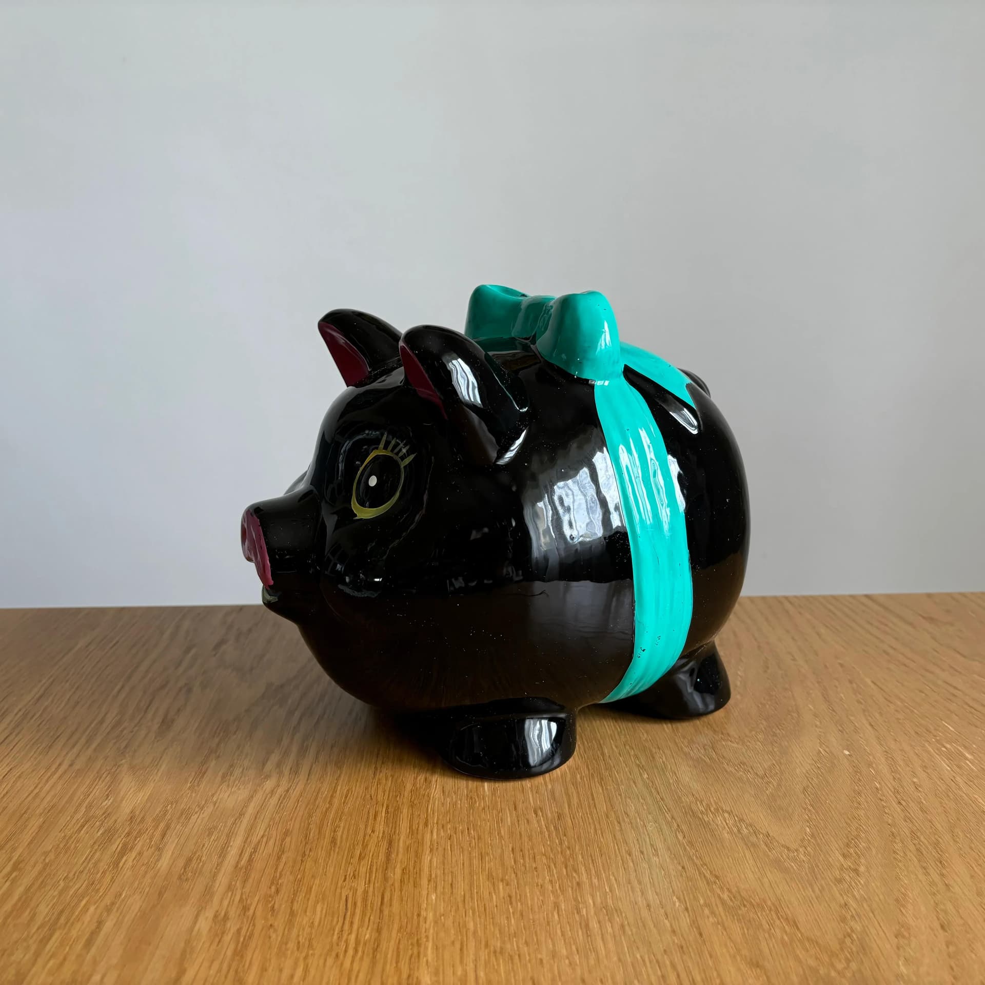 Piggy Bank Black Piggie, multicolor porcelain, Germany, 1980s. - 8815