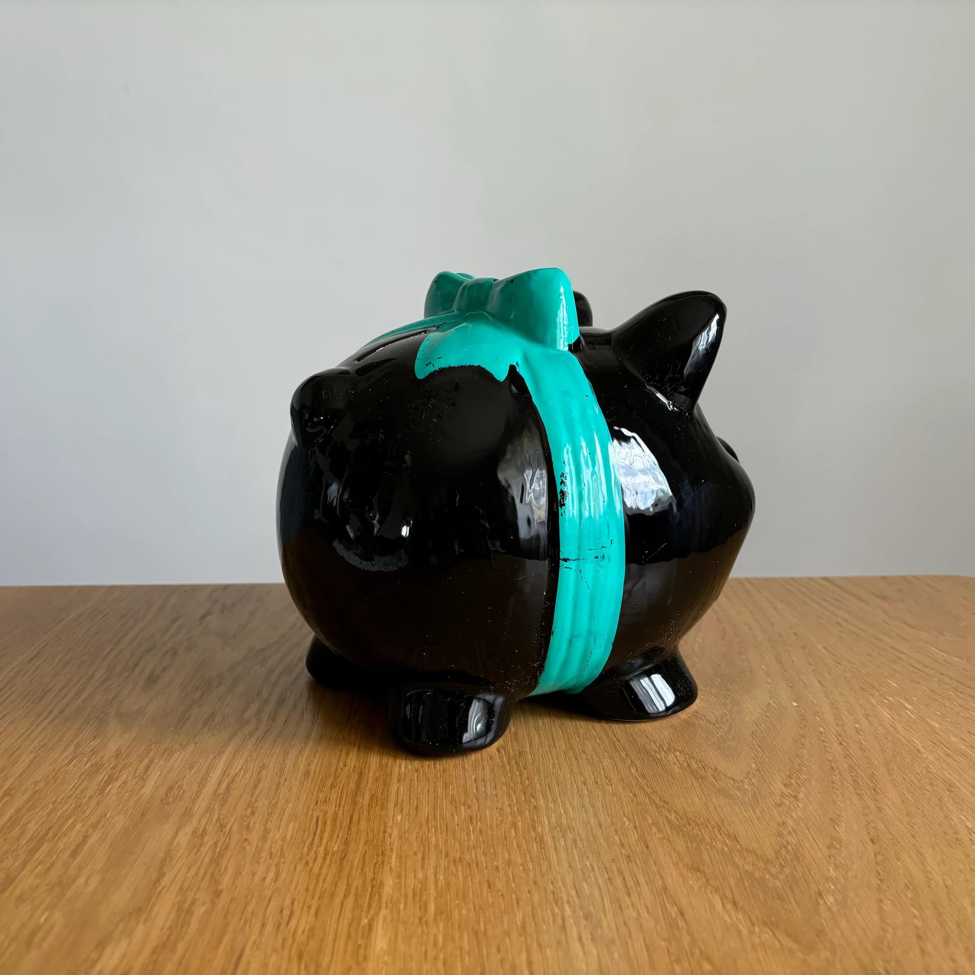 Piggy Bank Black Piggie, multicolor porcelain, Germany, 1980s. - 8812
