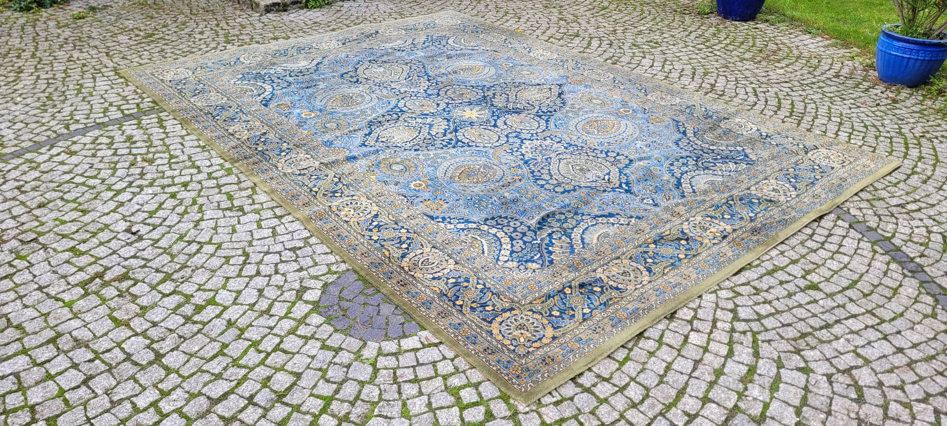 Dywan perski, 250x350 cm, niebieski, wełna, lata 70. - 129979