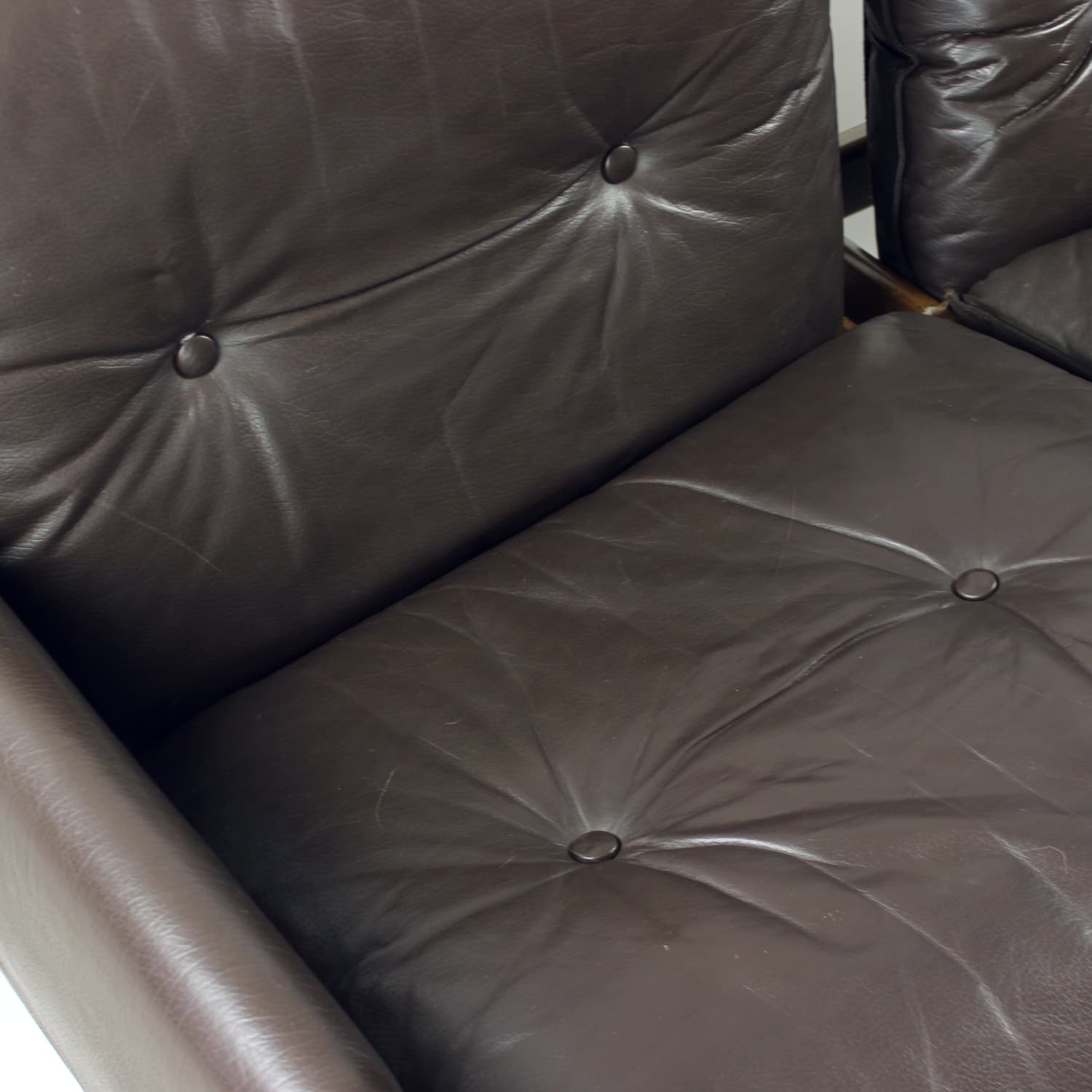 Sofa dwuosobowa Eduard, orzech ciemny, skóra ciemnobrązowa, proj. B. Hála, TON, Czechy, lata 80. - 130030