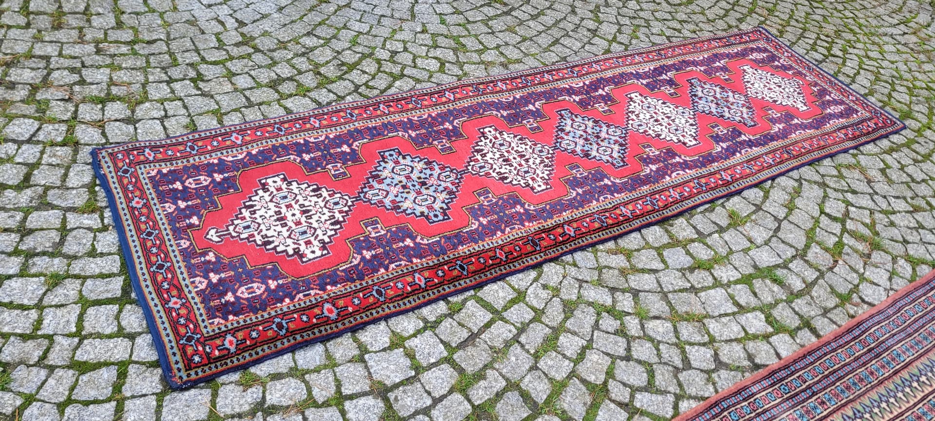 Rug Kazak 255x73cm, multicolor wool, India, early 20th c. - 130062