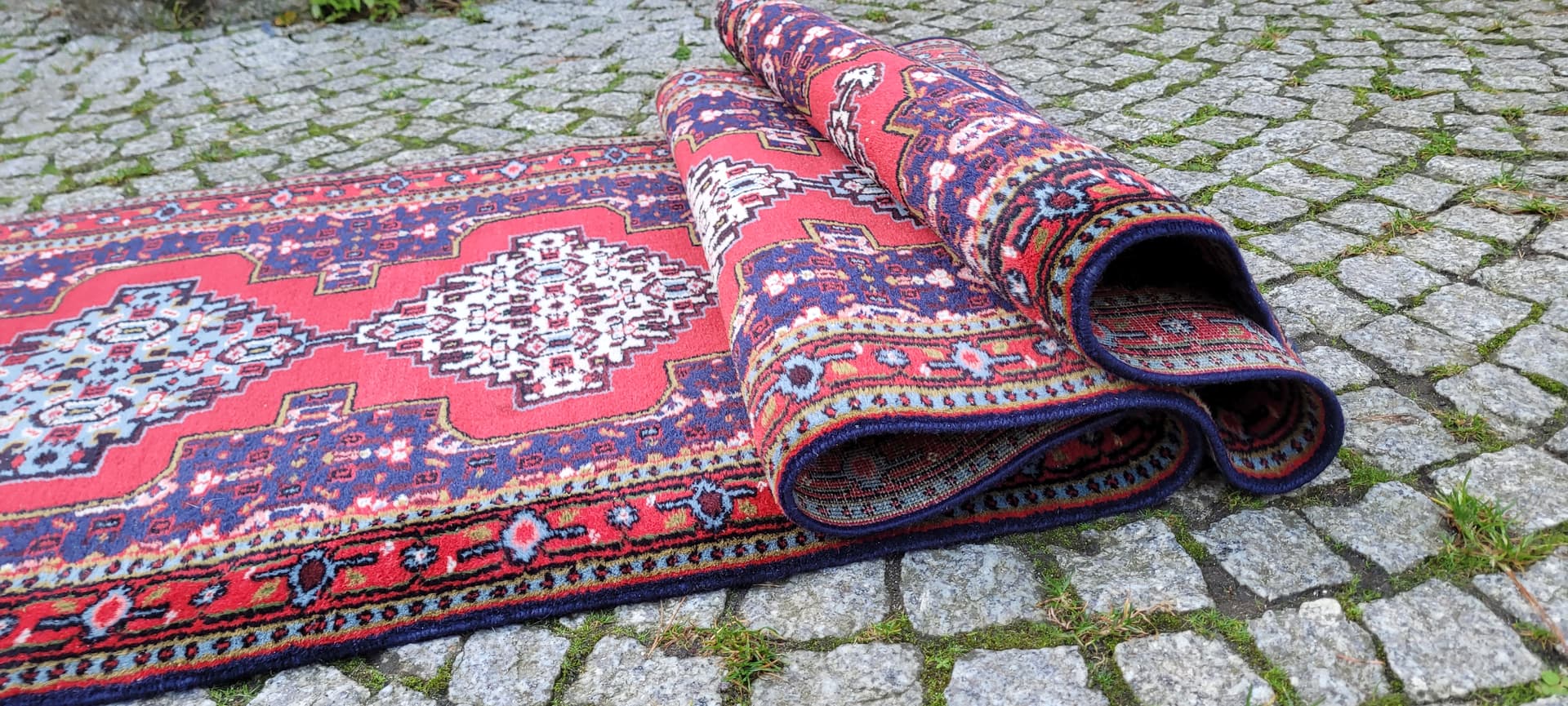 Rug Kazak 255x73cm, multicolor wool, India, early 20th c. - 130055