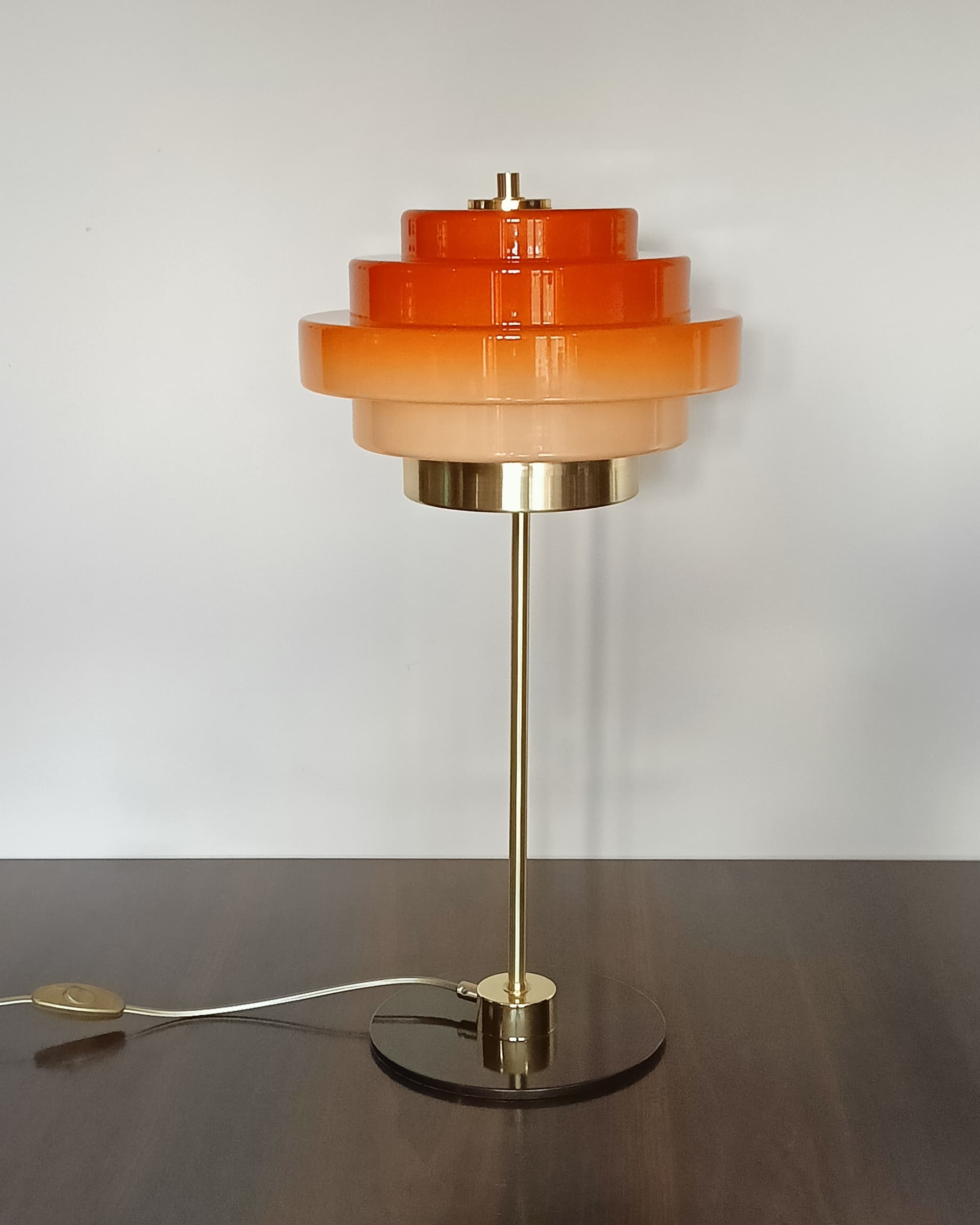 Lampa biurkowa, pomarańczowy, szkło, Niemcy, lata 70. - 130065