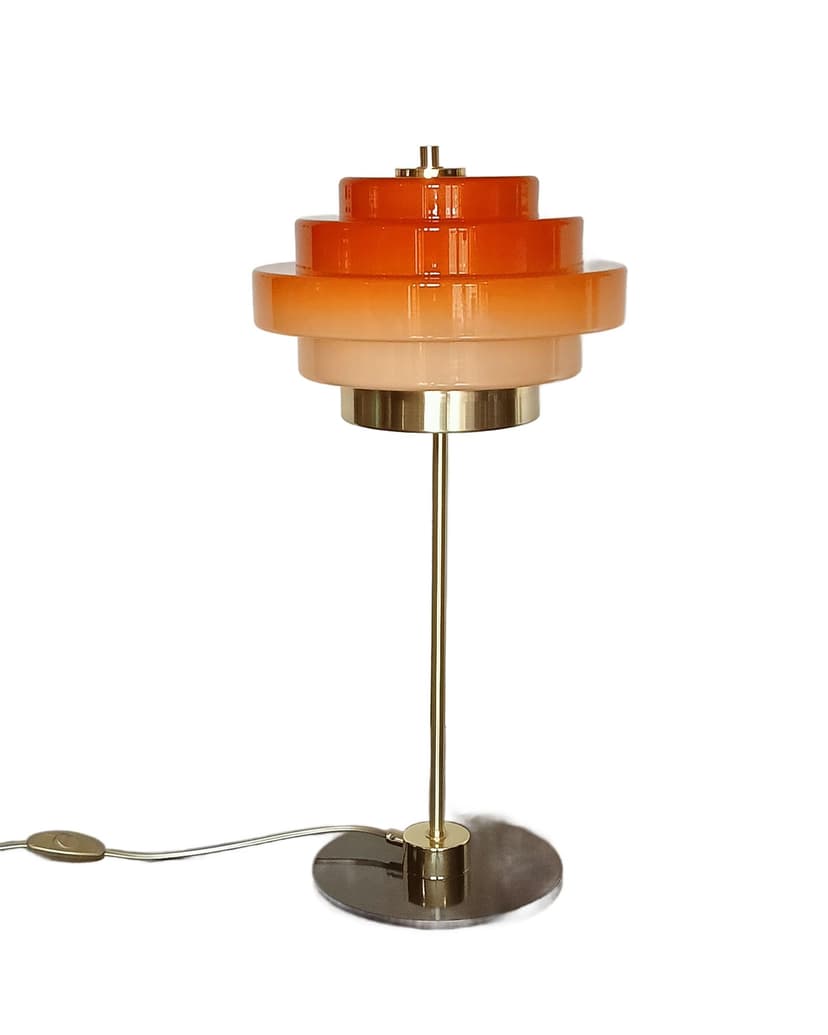 Lampa biurkowa, pomarańczowy, szkło, Niemcy, lata 70.