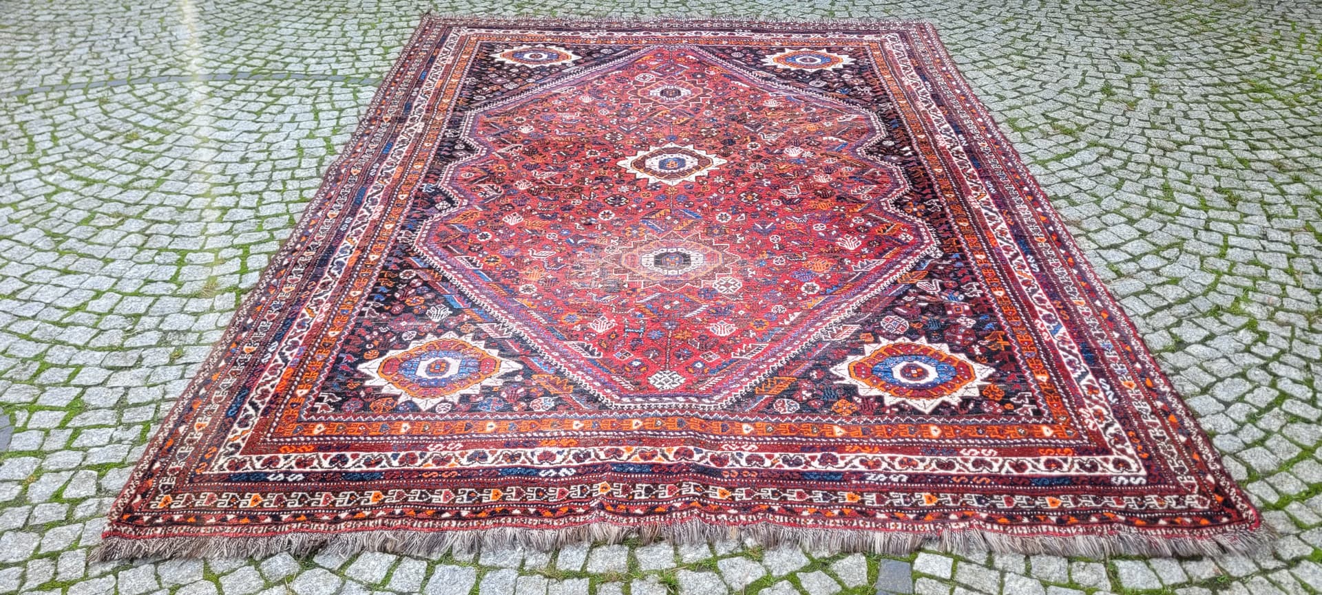 Dywan Kaszkaj, czerwony, wełna, Iran, 216x305 cm - 130102