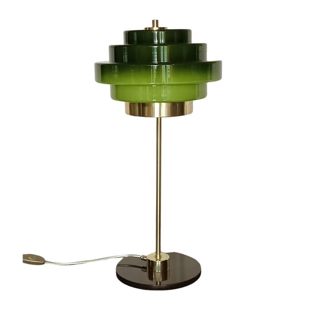 Lampa biurkowa, zielony, szkło, Niemcy, lata 70. - WYMIARY