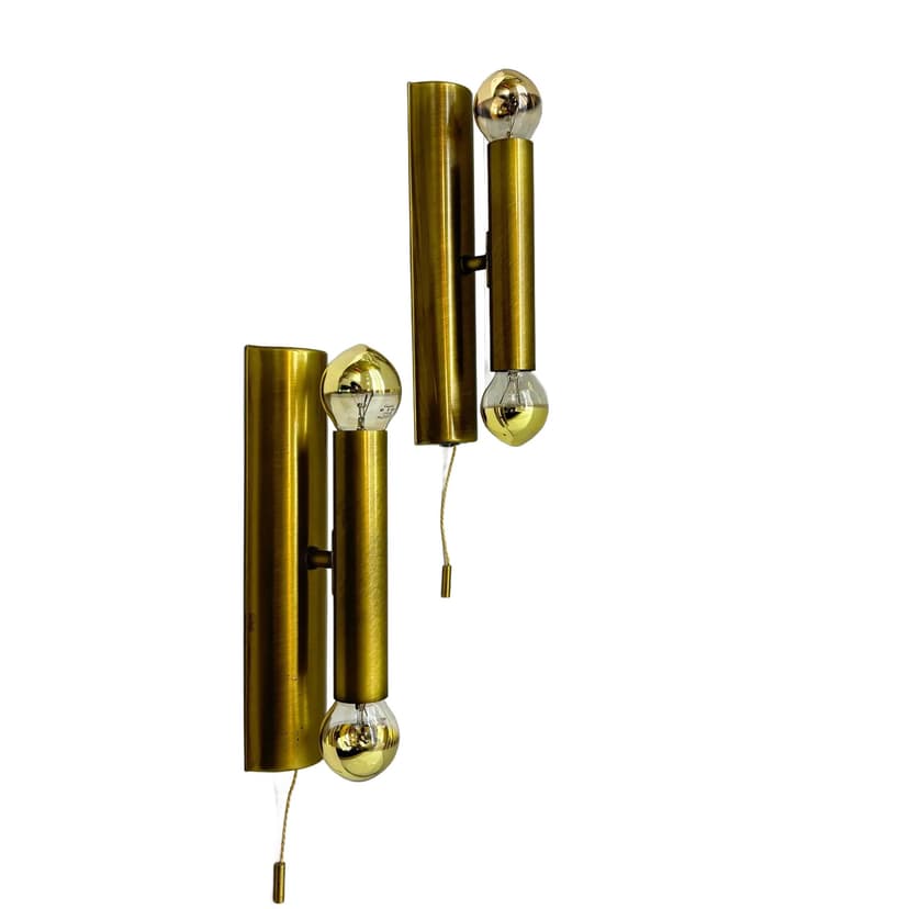 Para kinkietów, golden mosiądz, TZ Schmitz Leuchten, Niemcy, lata 70.