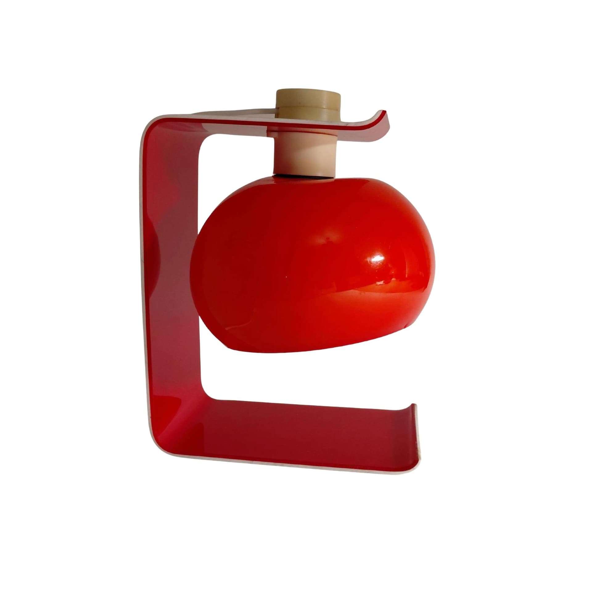 Lampka stołowa Space Age, czerwony, akryl, proj. M. Raudsepp, ZSRR, lata 70.