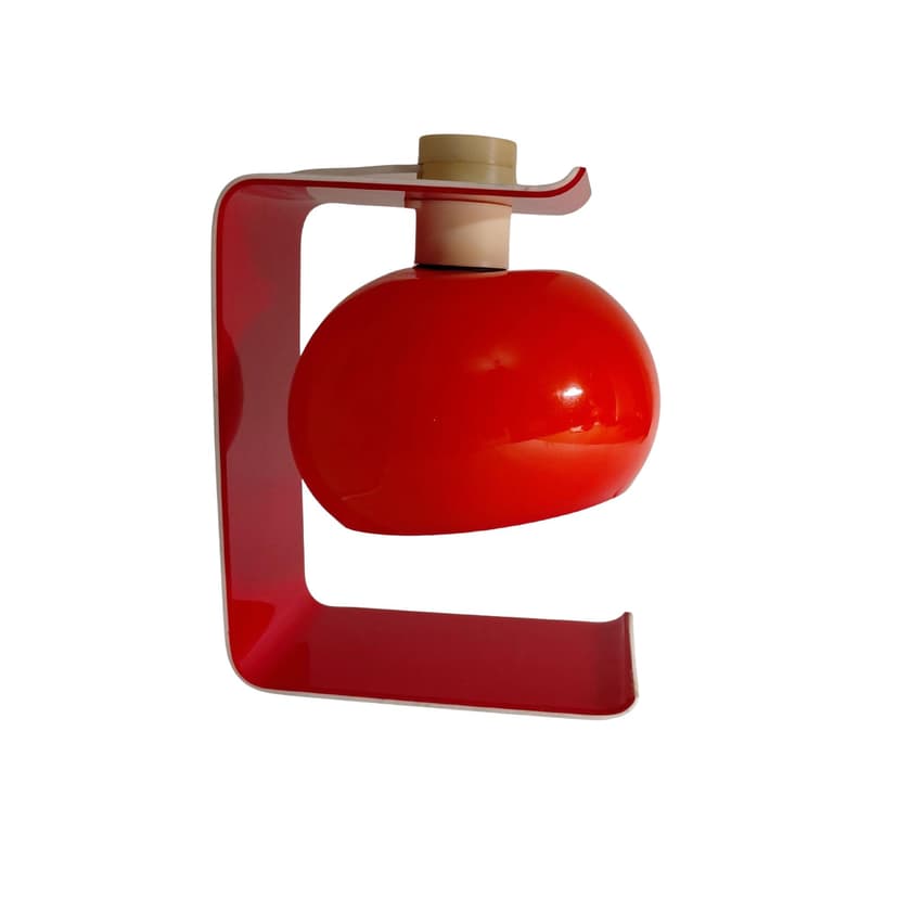 Lampka stołowa Space Age, czerwony, akryl, proj. M. Raudsepp, ZSRR, lata 70.