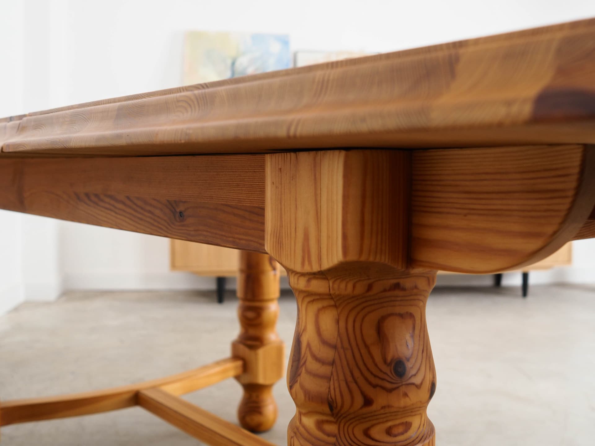 Dining table, light brown pine, Denmark, 1970s. - 130324