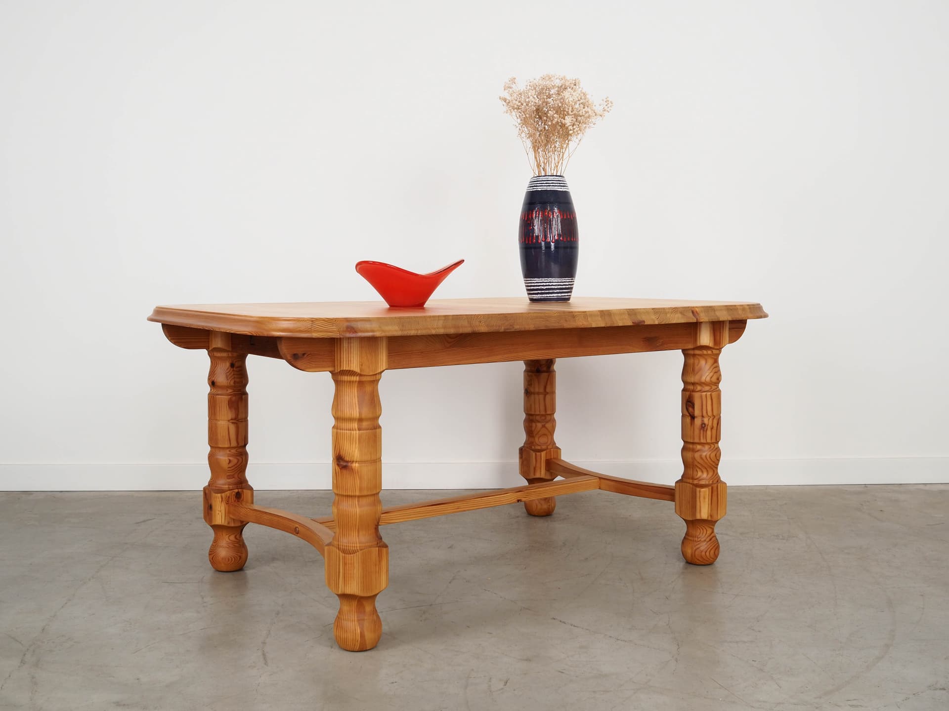 Dining table, light brown pine, Denmark, 1970s. - 130318
