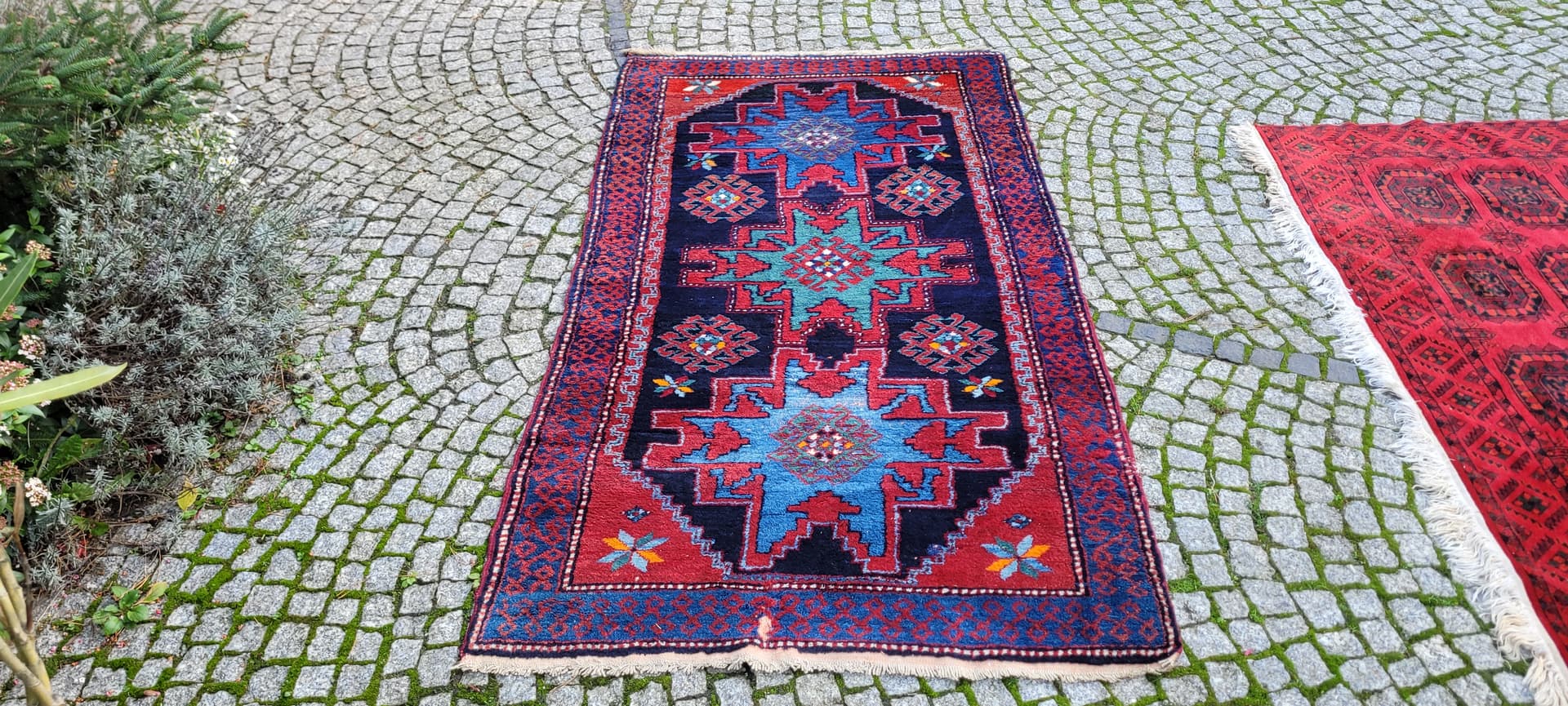 Dywan Hamadan 210x112 cm, czerwony, wełna, Iran, lata 70. - 130519