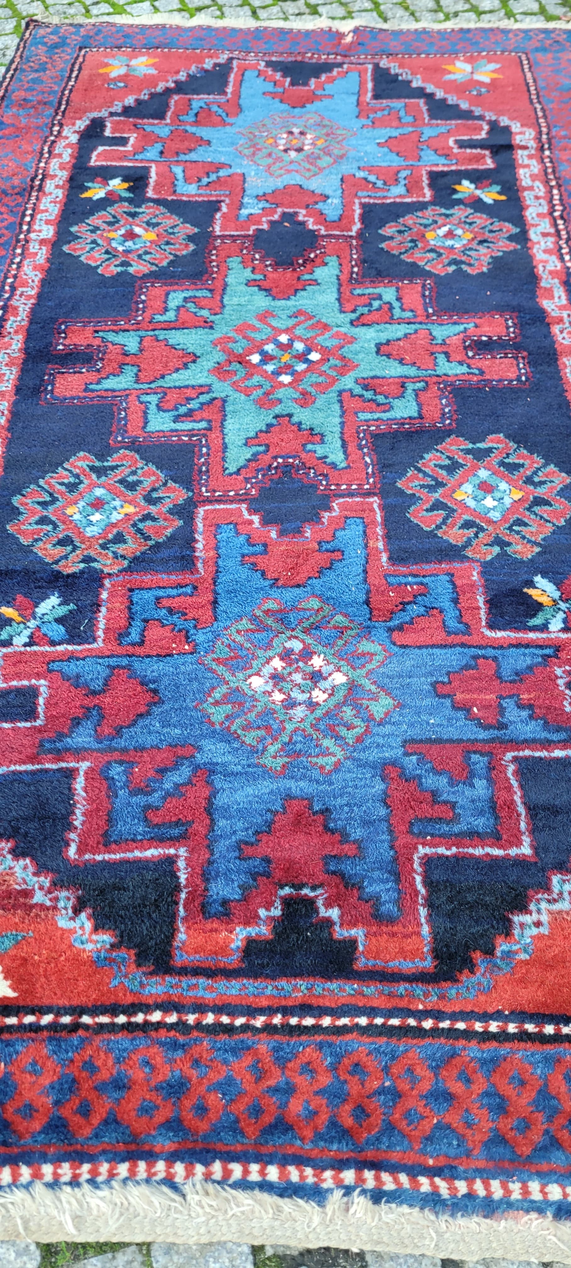 Dywan Hamadan 210x112 cm, czerwony, wełna, Iran, lata 70. - 130511