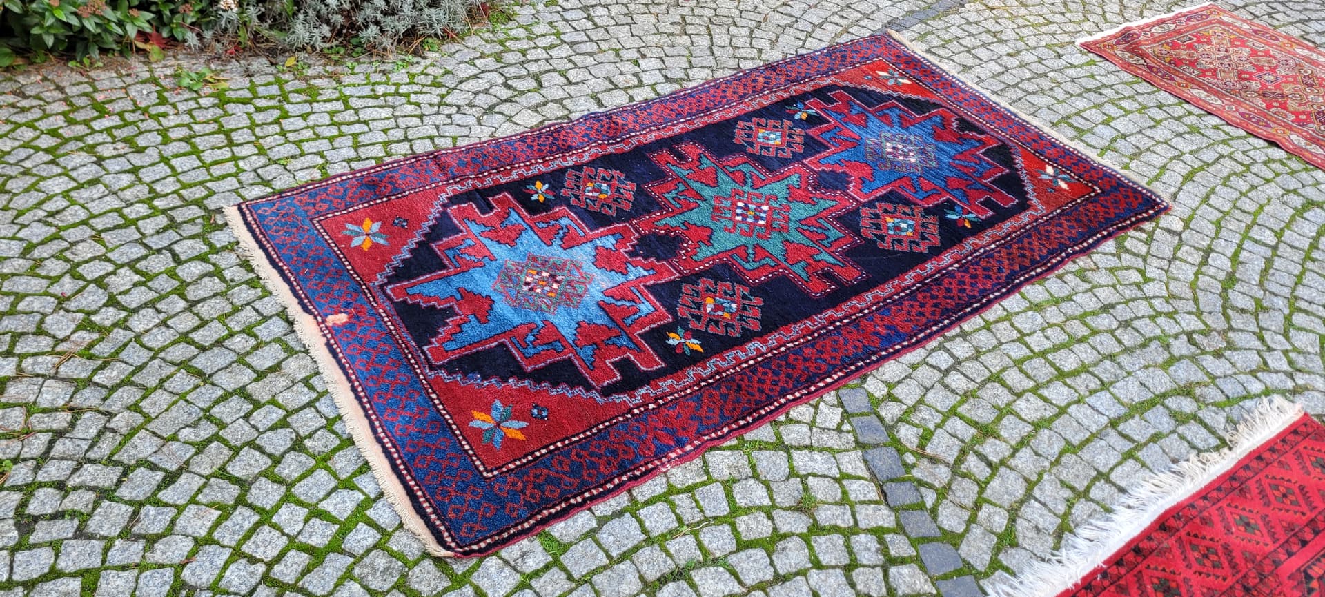 Dywan Hamadan 210x112 cm, czerwony, wełna, Iran, lata 70. - 130524