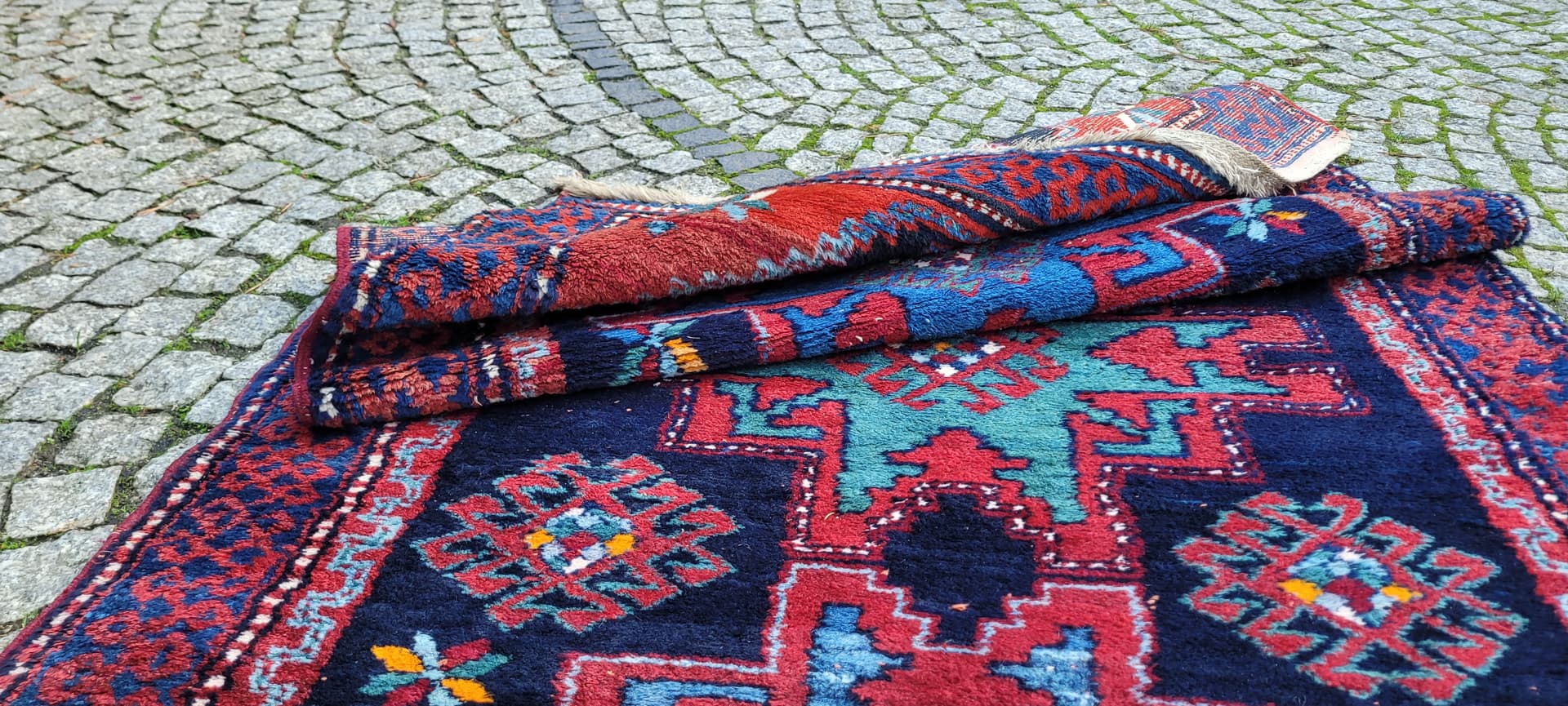 Dywan Hamadan 210x112 cm, czerwony, wełna, Iran, lata 70. - 130513