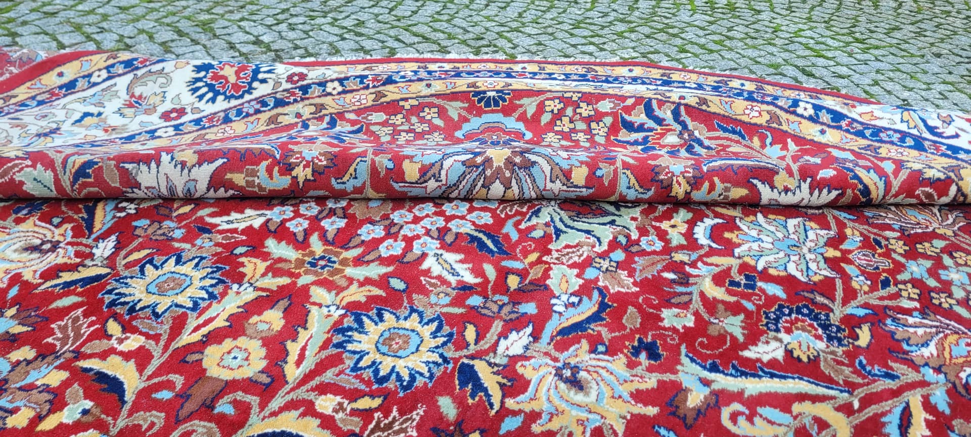 Dywan okrągły Indo-Tebriz 310cm, czerwony, wełna, Indie - 130560