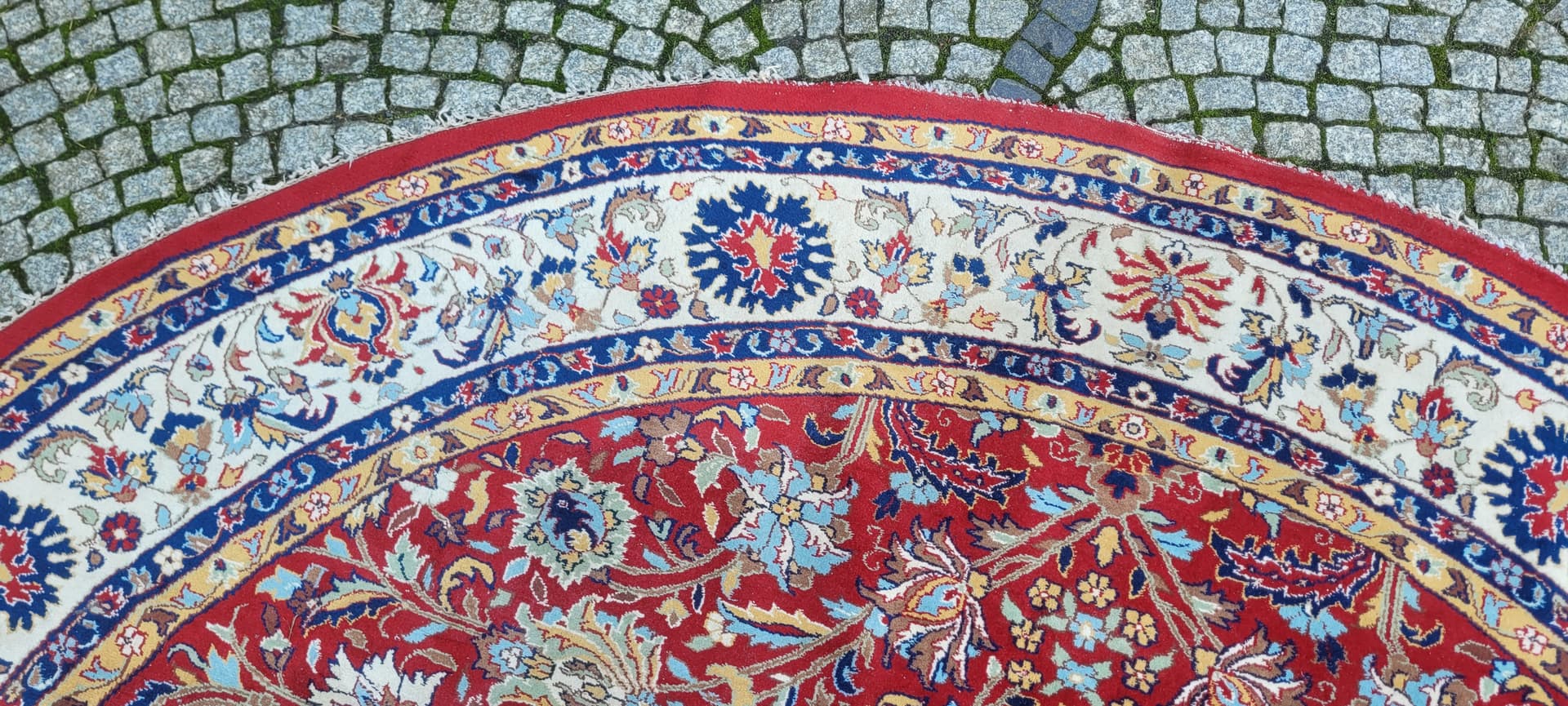 Dywan okrągły Indo-Tebriz 310cm, czerwony, wełna, Indie - 130562