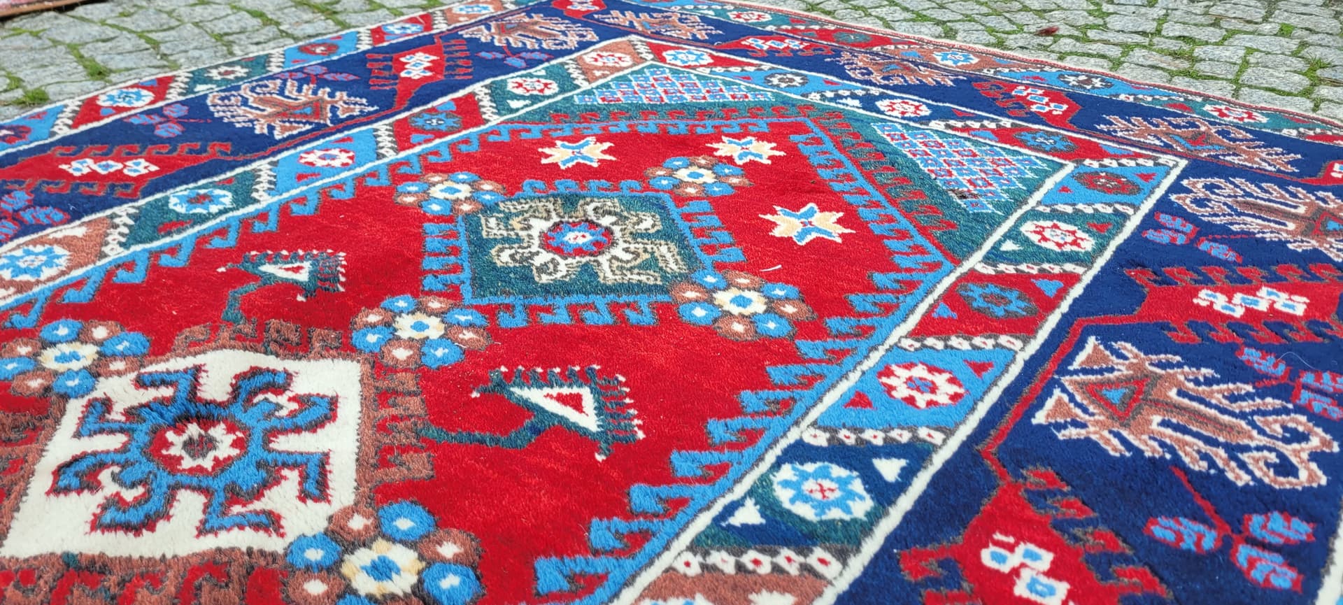 Dywan perski 215x128 cm, czerwony, wełna, Tunezja, lata 60. - 130665