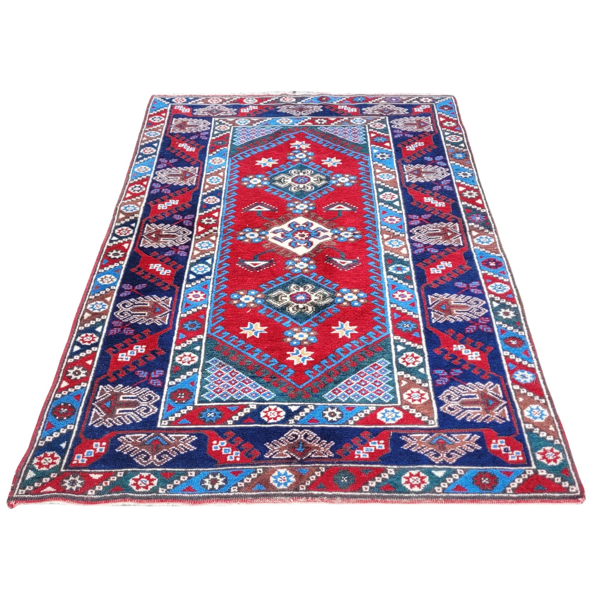 Dywan perski 215x128 cm, czerwony, wełna, Tunezja, lata 60. - 130942