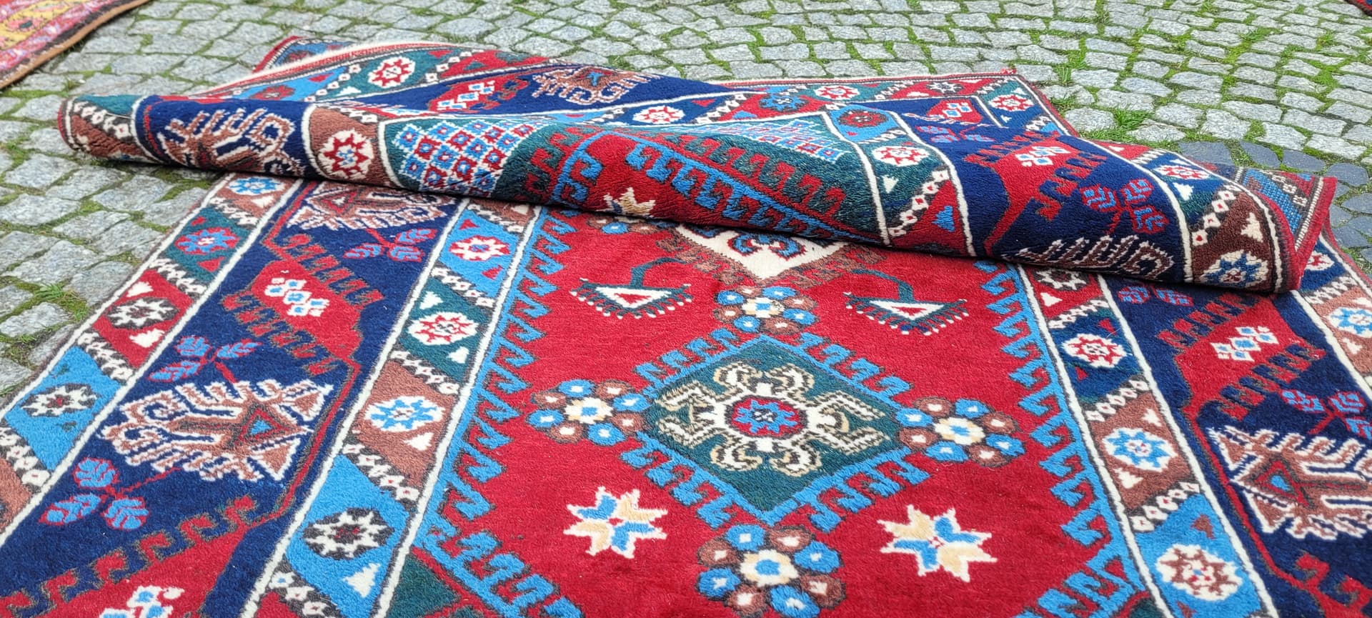 Dywan perski 215x128 cm, czerwony, wełna, Tunezja, lata 60. - 130668