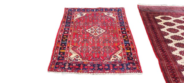 Dywan Hamadan 113x150 cm, czerwony, wełna, Iran, pierwsza połowa XX w. - WYMIARY