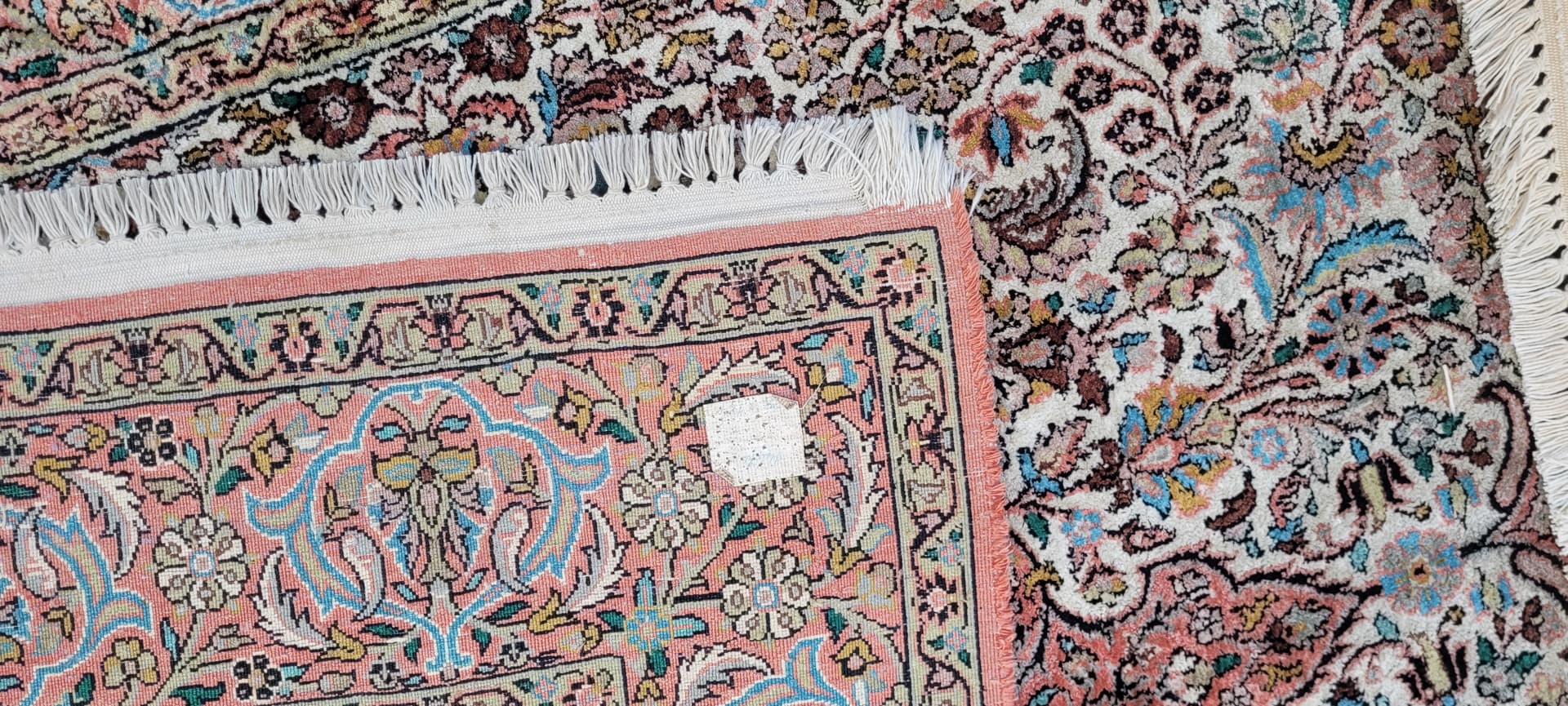 Dywan Indo Ghom, 200x125 cm, jedwab srebrny, bawełna, Indie - 130831