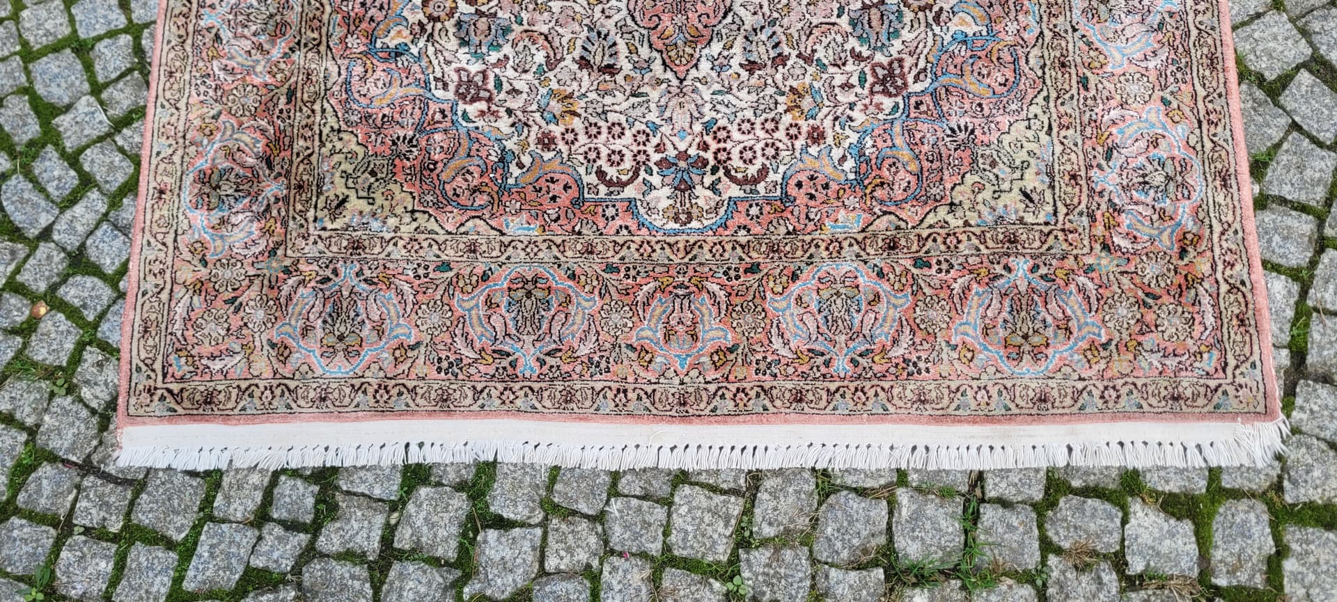 Dywan Indo Ghom, 200x125 cm, jedwab srebrny, bawełna, Indie - 130835