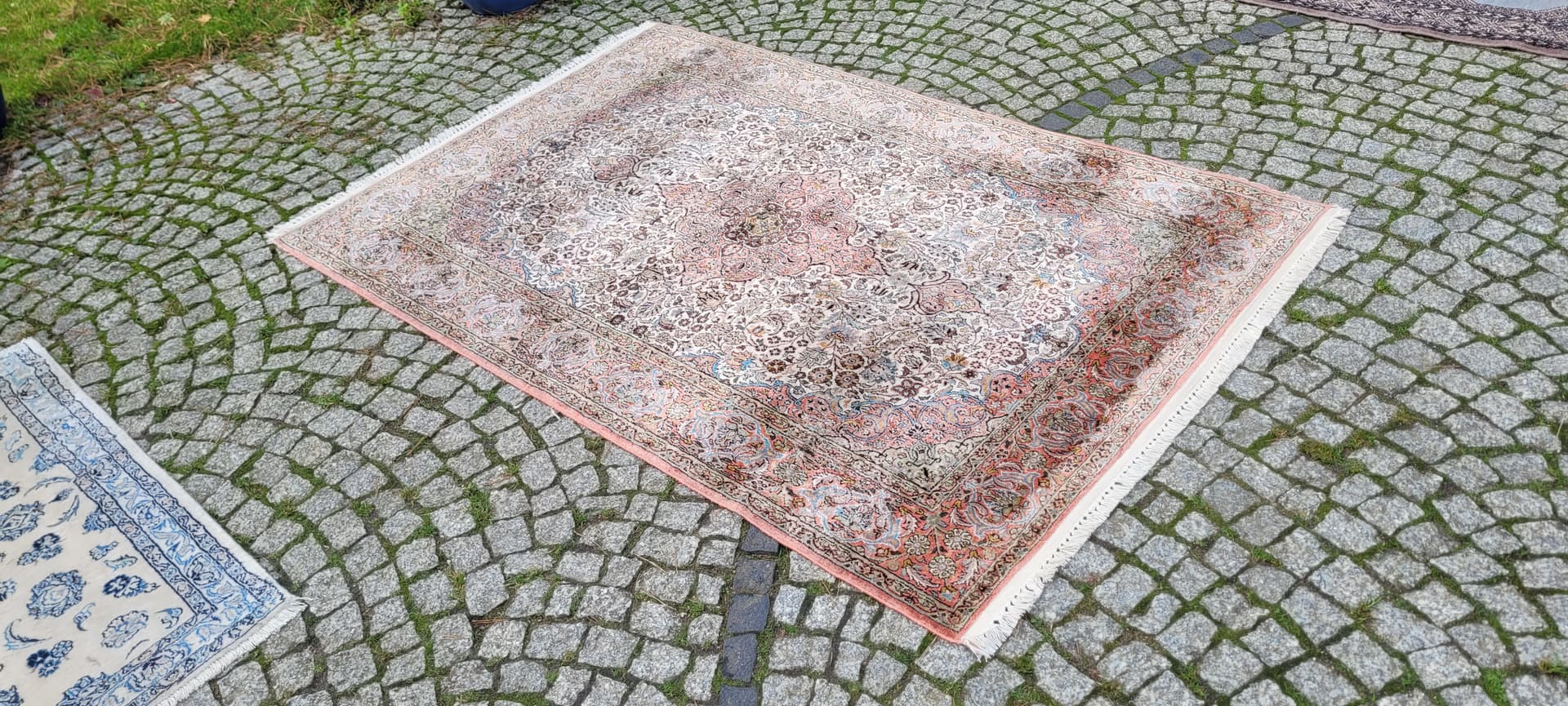 Dywan Indo Ghom, 200x125 cm, jedwab srebrny, bawełna, Indie - 130830