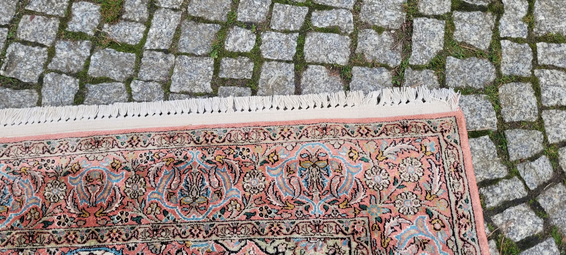 Dywan Indo Ghom, 200x125 cm, jedwab srebrny, bawełna, Indie - 130832