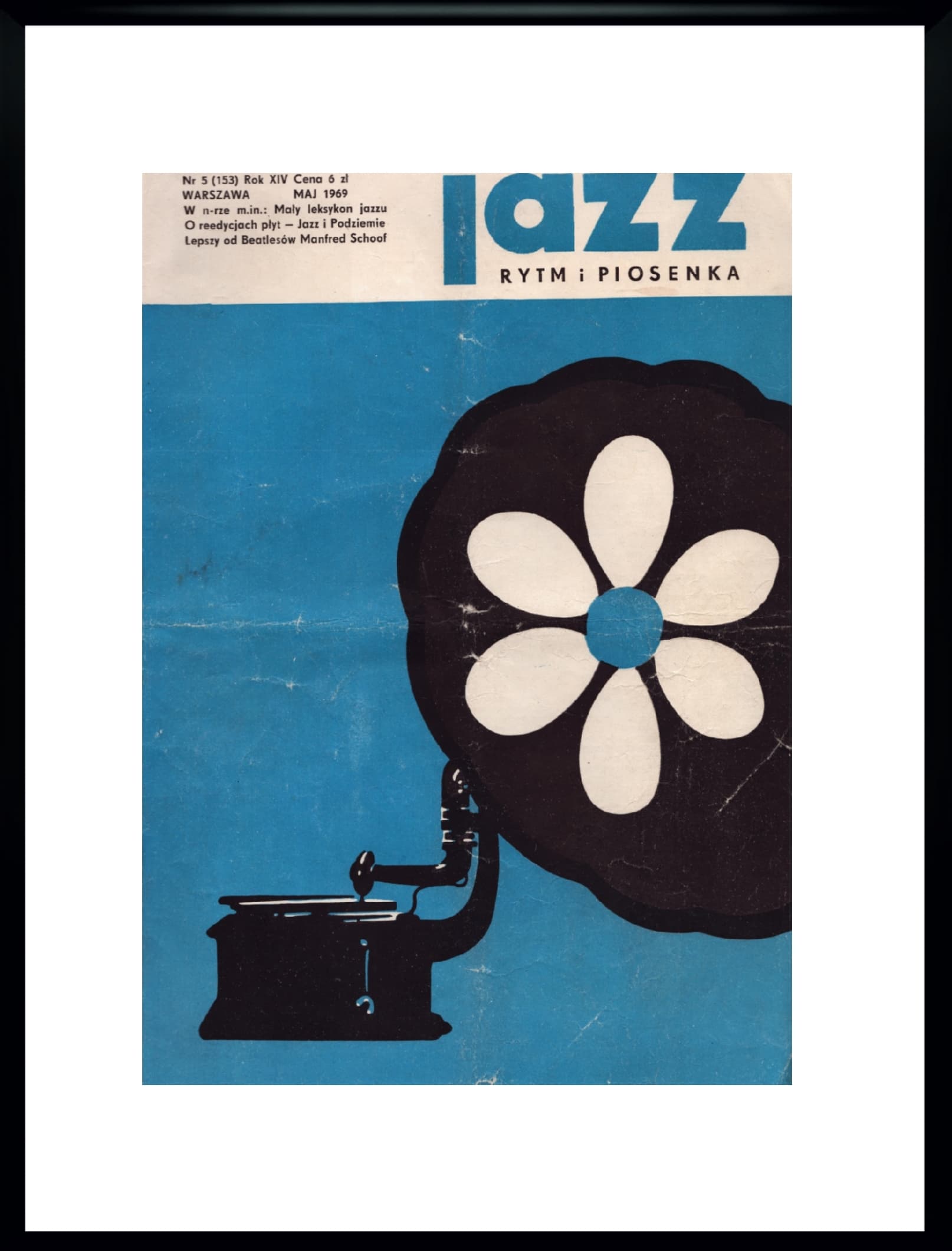 Plakat Jazz, niebieski, aut. M. Żbikowski, Polska, lata 60.