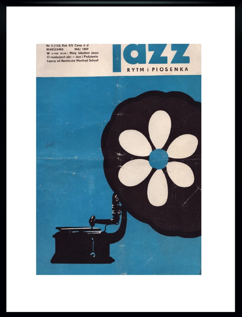 Plakat Jazz, niebieski, aut. M. Żbikowski, Polska, lata 60.