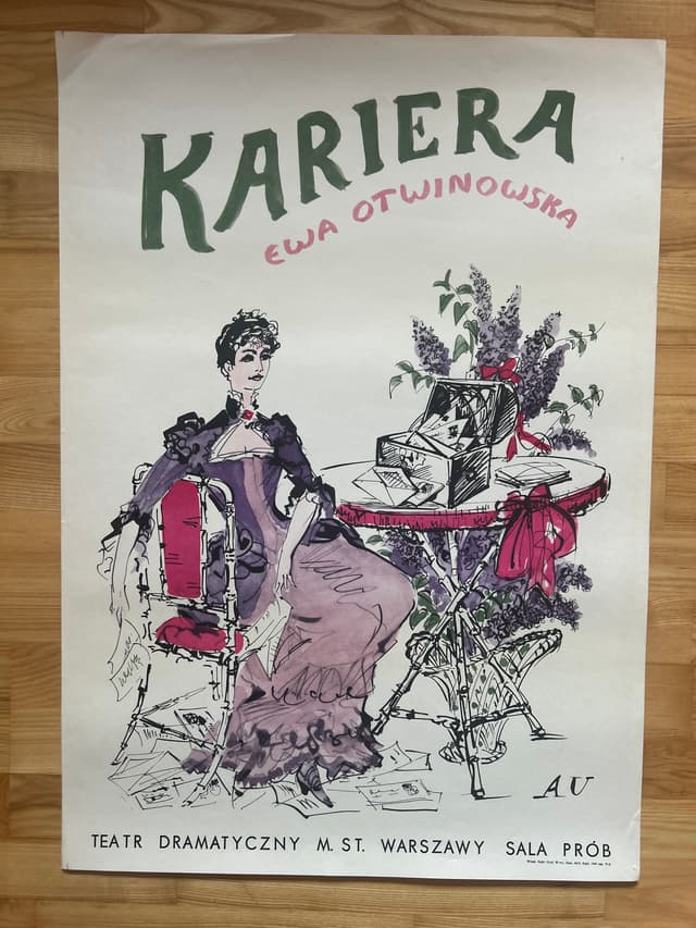 Plakat Kariera 85x60 cm, ivory white, papier, aut. A. Uniechowski, Polska, lata 60. - WYMIARY