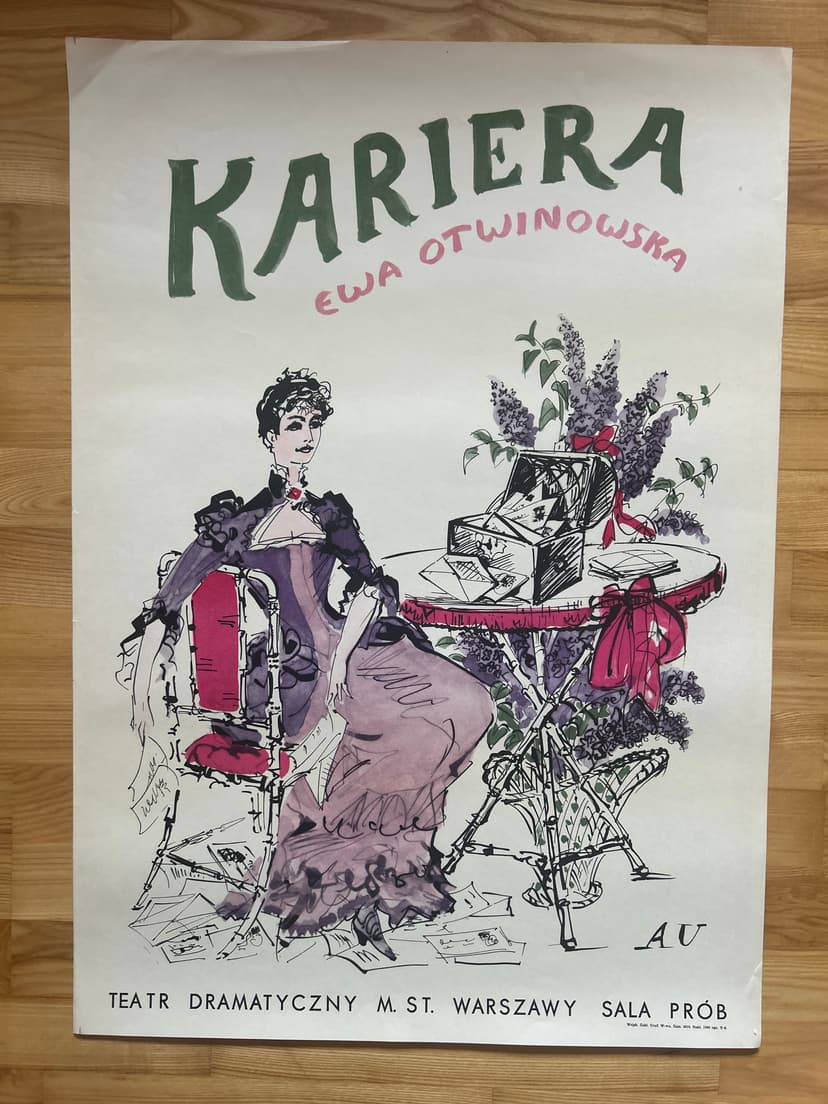 Plakat Kariera 85x60 cm, ivory white, papier, aut. A. Uniechowski, Polska, lata 60.