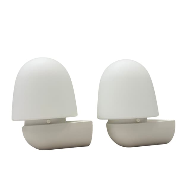 Para kinkietów Glashutte Limburg 3254, szkło opalowe białe, Niemcy, lata 80. - WYMIARY