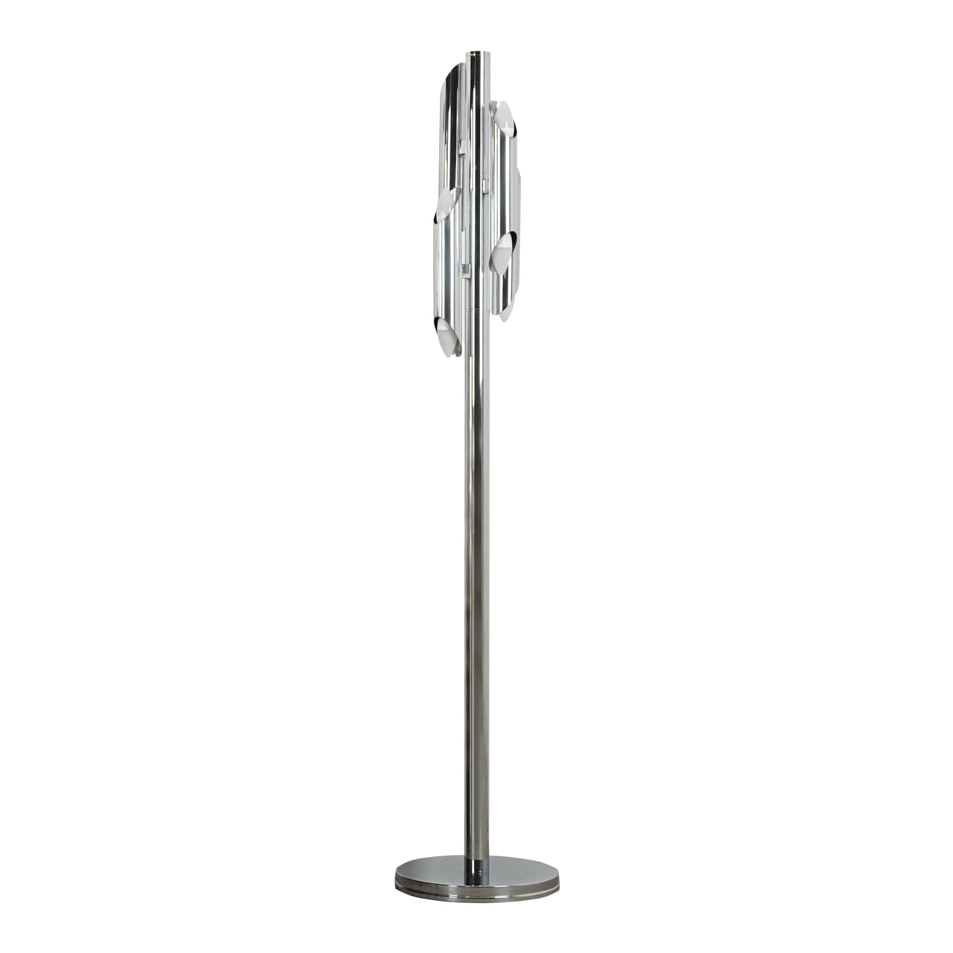 Floor Lamp Space Age, chrome silver metal, Italy, 1970s.