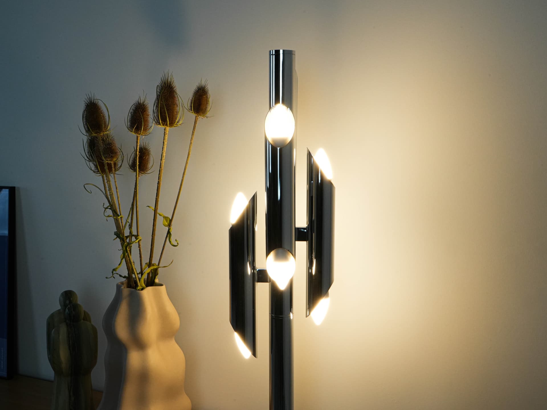 Floor Lamp Space Age, chrome silver metal, Italy, 1970s. - 131075