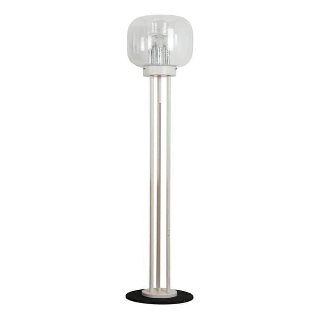 Floor lamp, clear Murano glass, white metal, Italy, 1970s. - DIMENSION