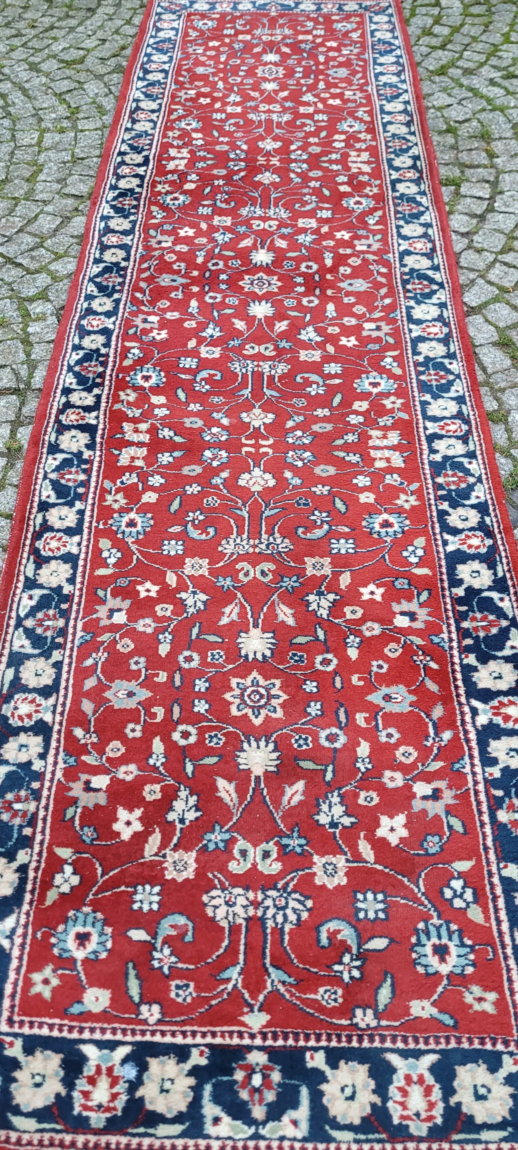 Runner Rug Indo Keshan, 80x315 cm, red, wool, India - 131310