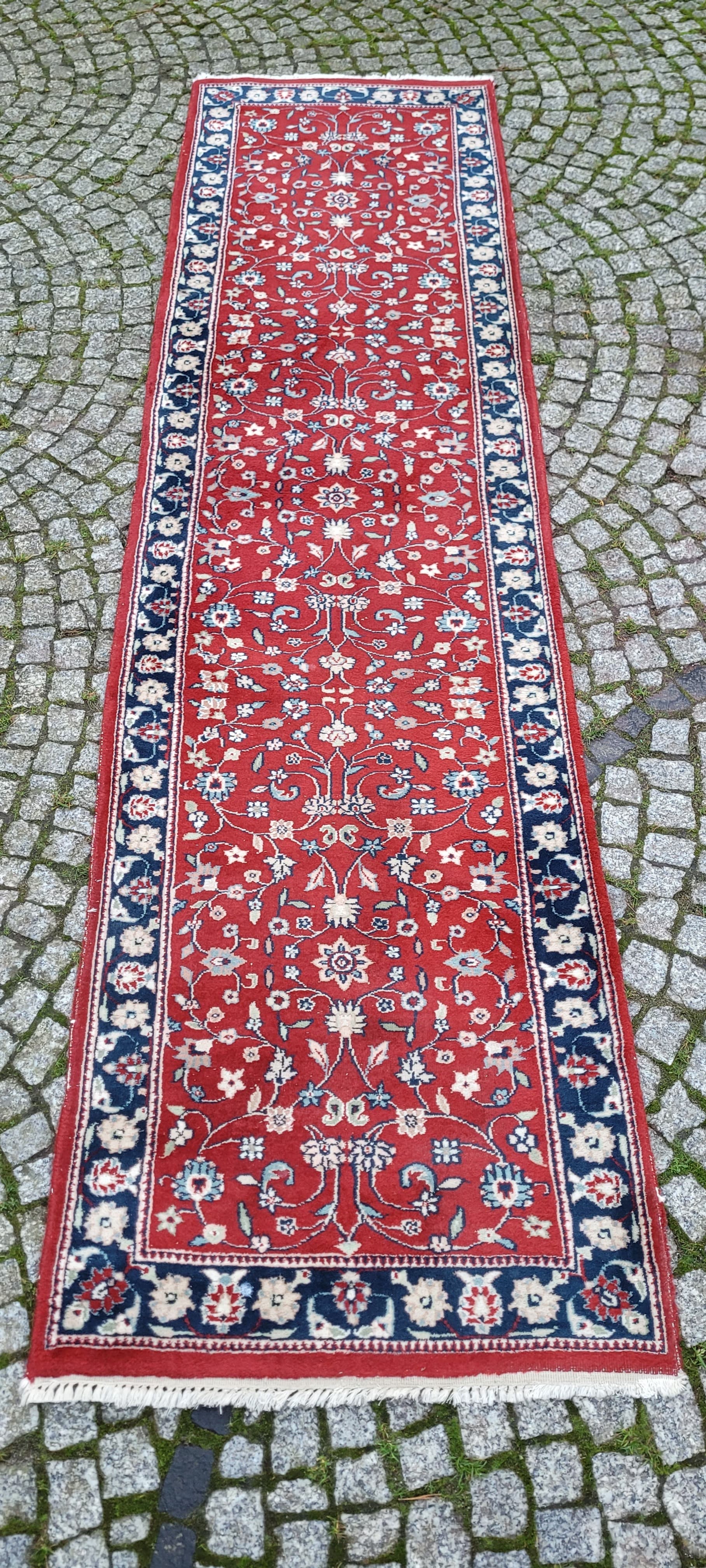 Runner Rug Indo Keshan, 80x315 cm, red, wool, India - 131307