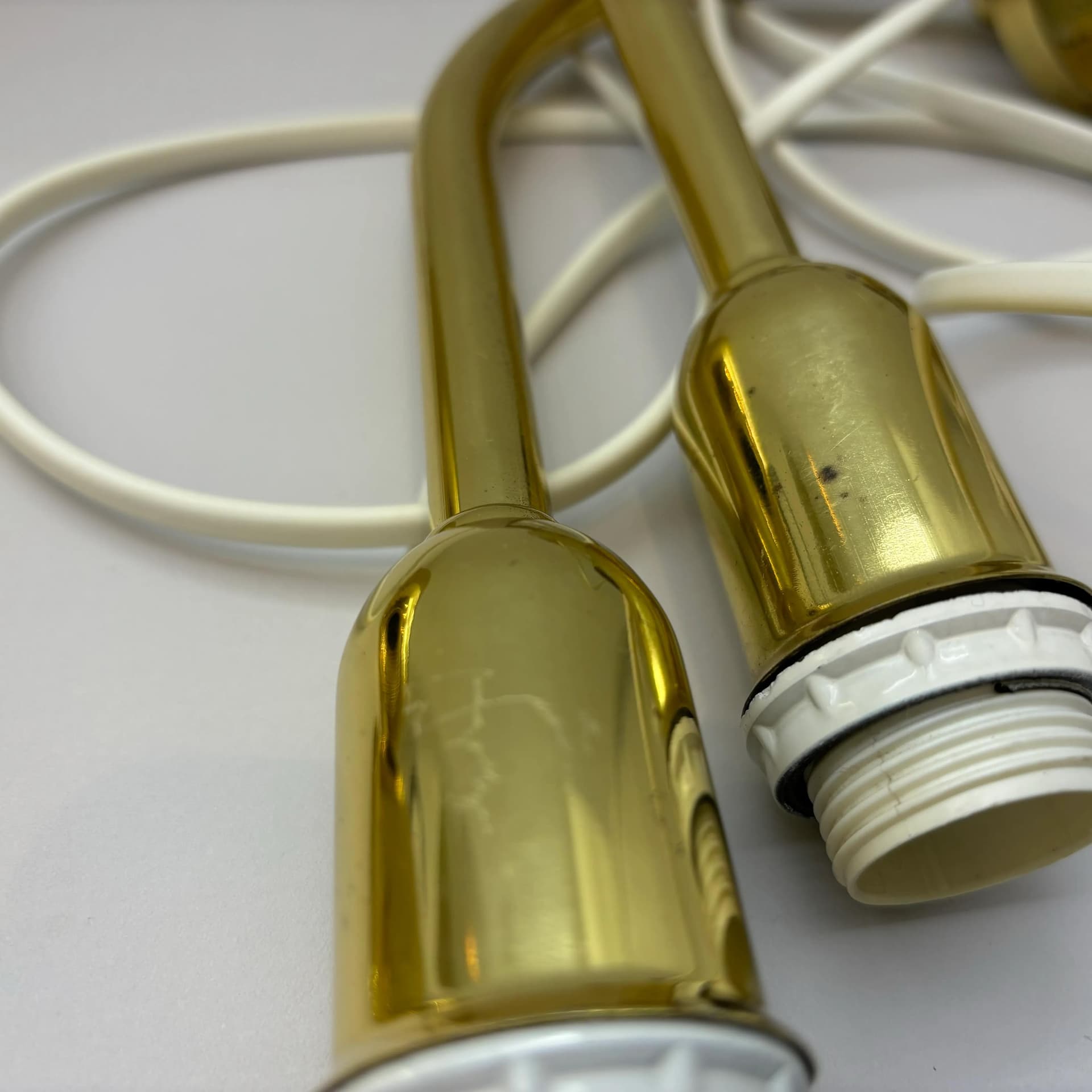 Pair of modernist wall sconces, golden brass, Germany, 1980s. - 9023