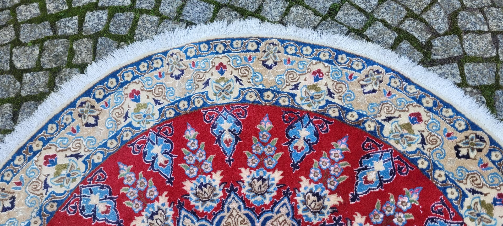 Dywan Nain, okrągły 125x125 cm, multikolor, wełna, jedwabiem, Iran - 131782