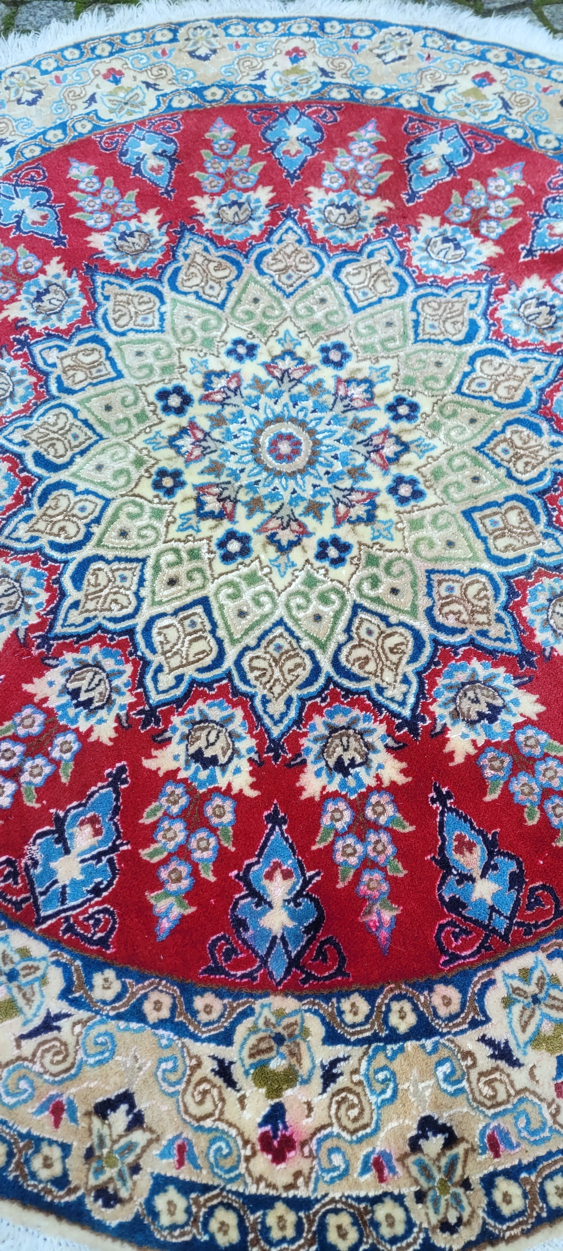 Dywan Nain, okrągły 125x125 cm, multikolor, wełna, jedwabiem, Iran - 131778