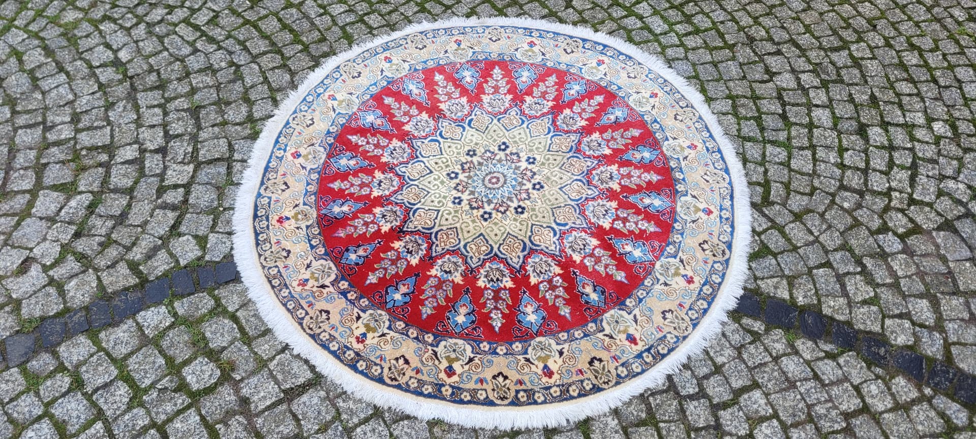 Dywan Nain, okrągły 125x125 cm, multikolor, wełna, jedwabiem, Iran - 131774