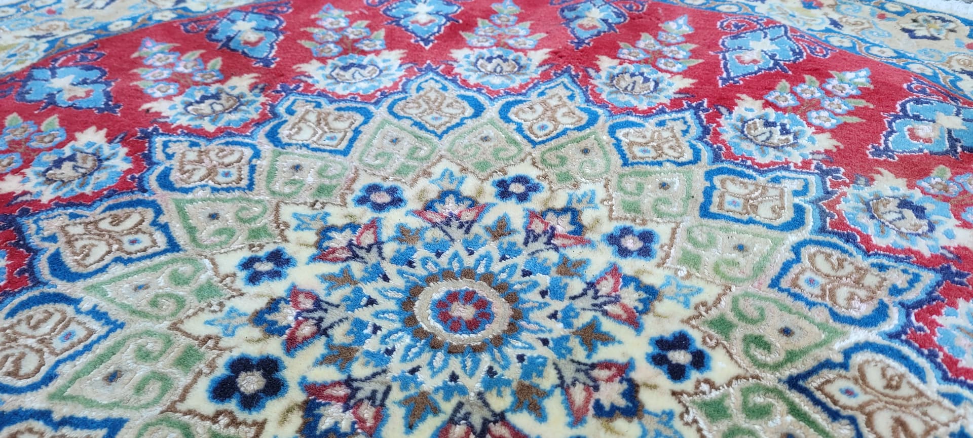 Dywan Nain, okrągły 125x125 cm, multikolor, wełna, jedwabiem, Iran - 131783