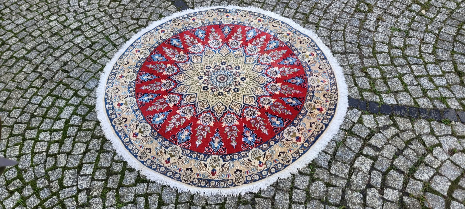 Dywan Nain, okrągły 125x125 cm, multikolor, wełna, jedwabiem, Iran - 131777