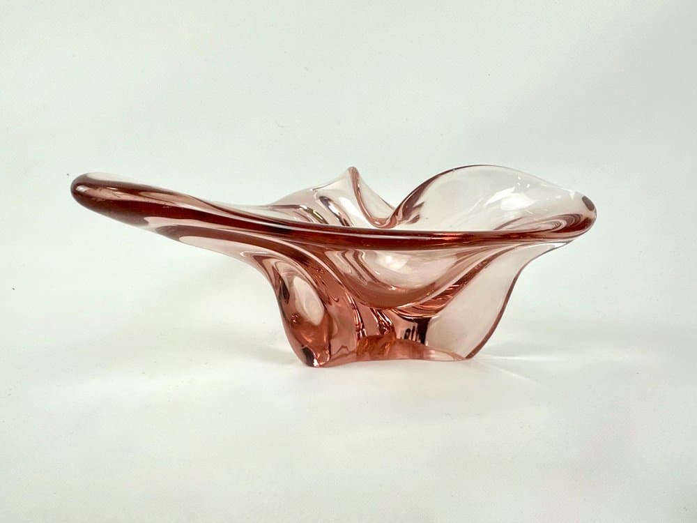 Popielniczka, różowy, szkło, proj. J. Hospodka, Czechosłowacja, lata 60. - 149665