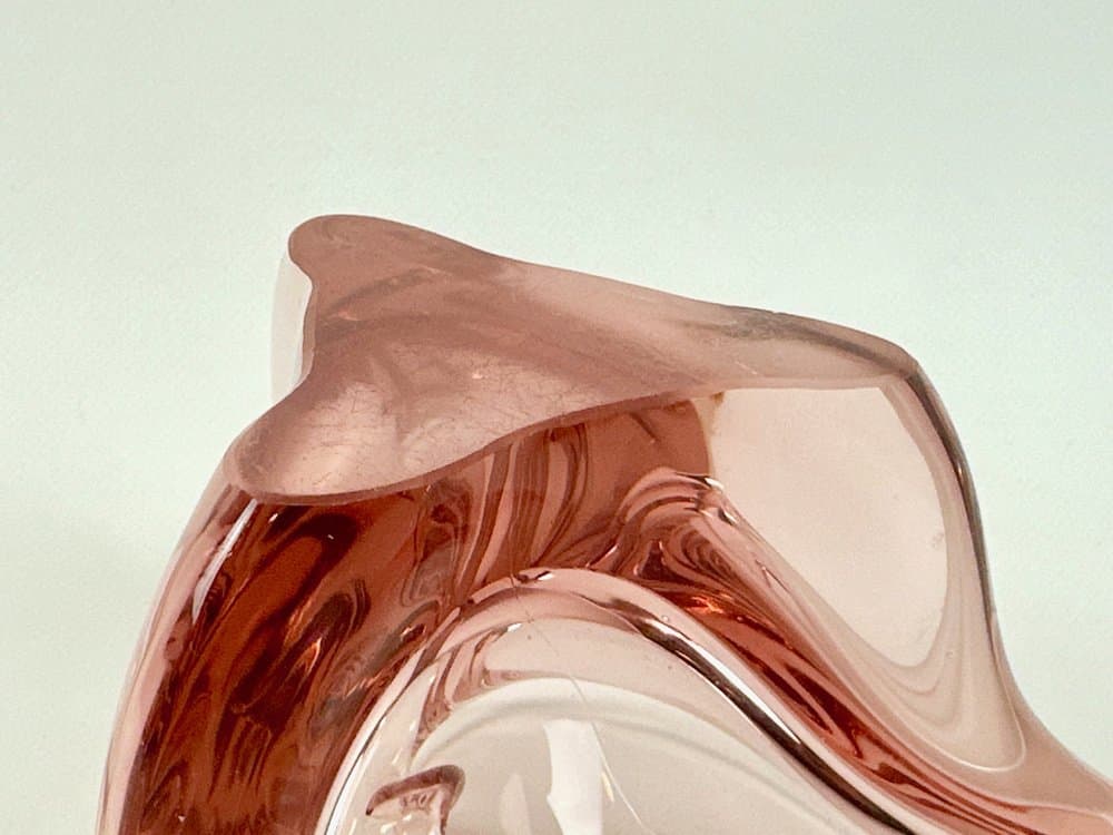 Popielniczka, różowy, szkło, proj. J. Hospodka, Czechosłowacja, lata 60. - 149667